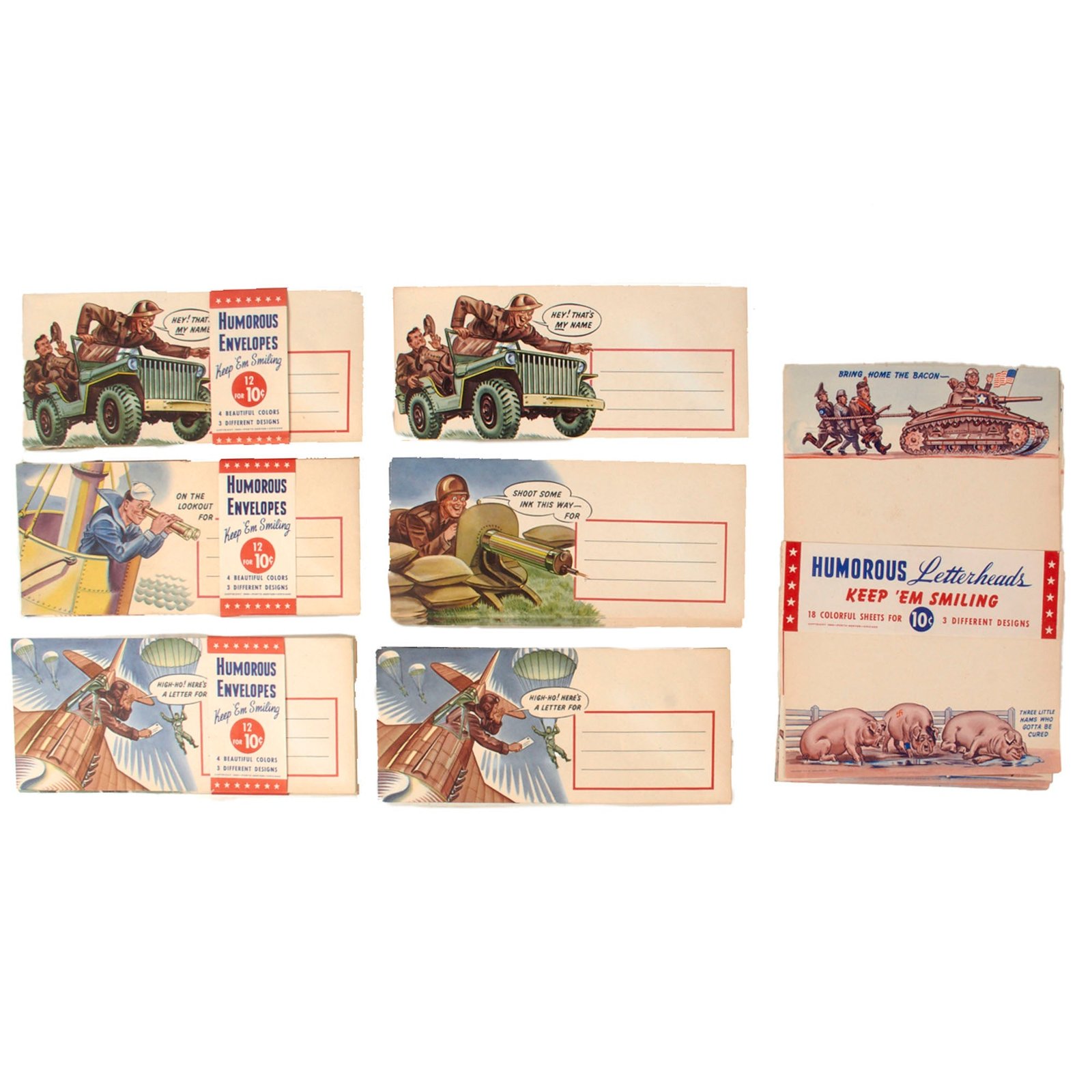 Original U.S. WWII Patriotic & Anti-Axis Stationary Lot - Most Still in Original Packaging
