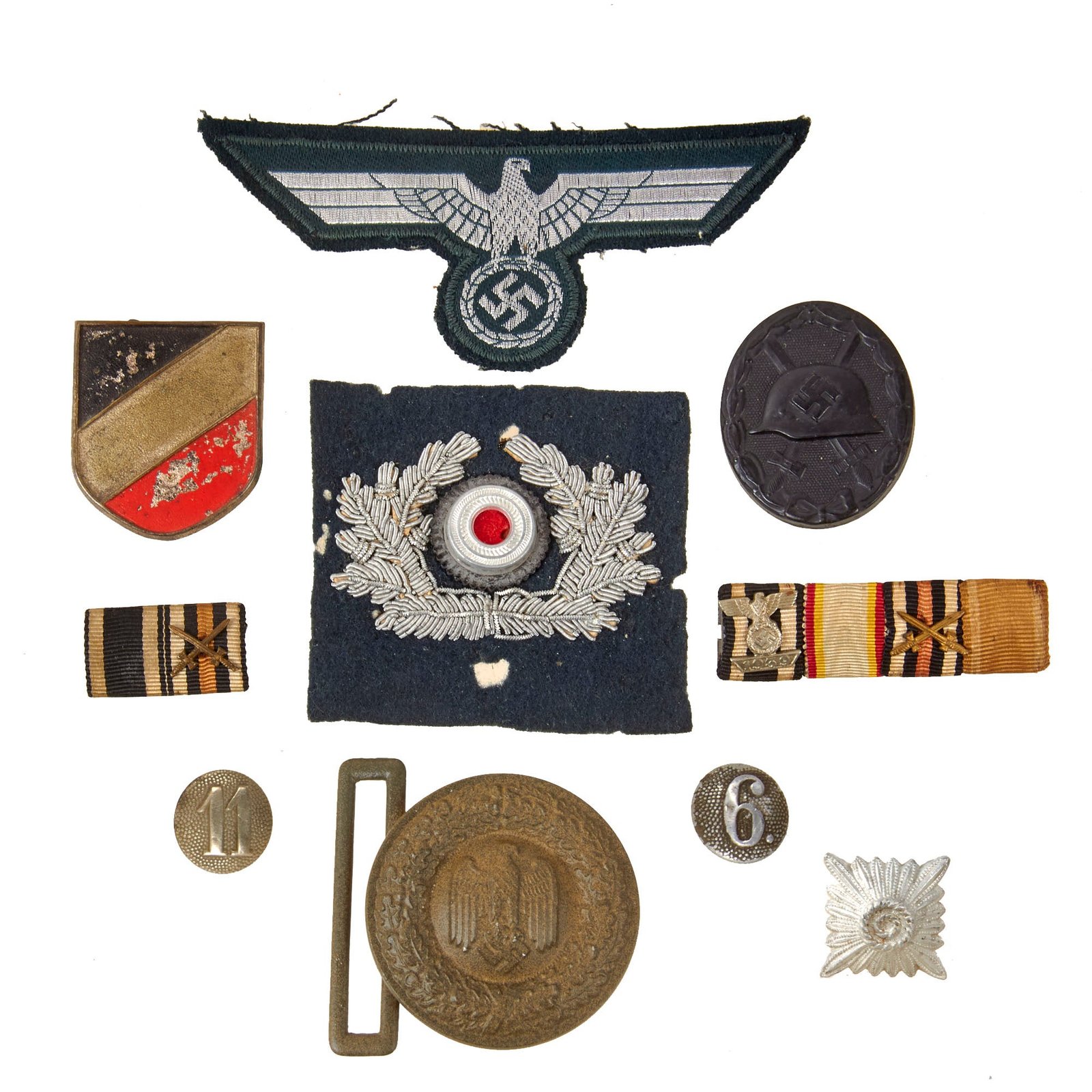 Original German WWII Black Wound Badge Lot With Medals & Insignia - 9 Items