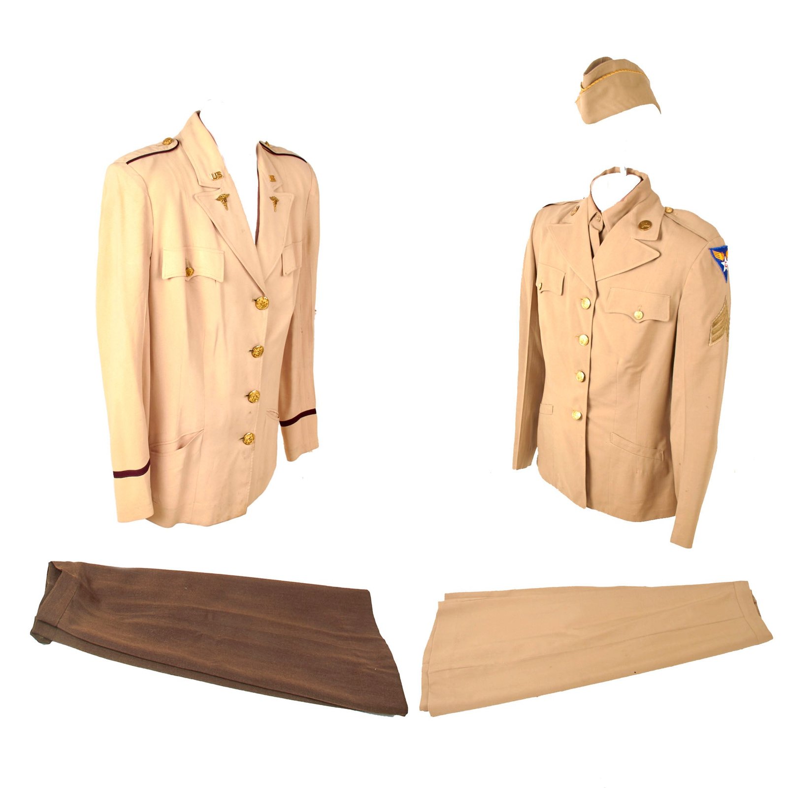Original U.S. WWII Lot of Two Female Army Uniforms - Army Nurse Corps & 12th Air Force Sergeant