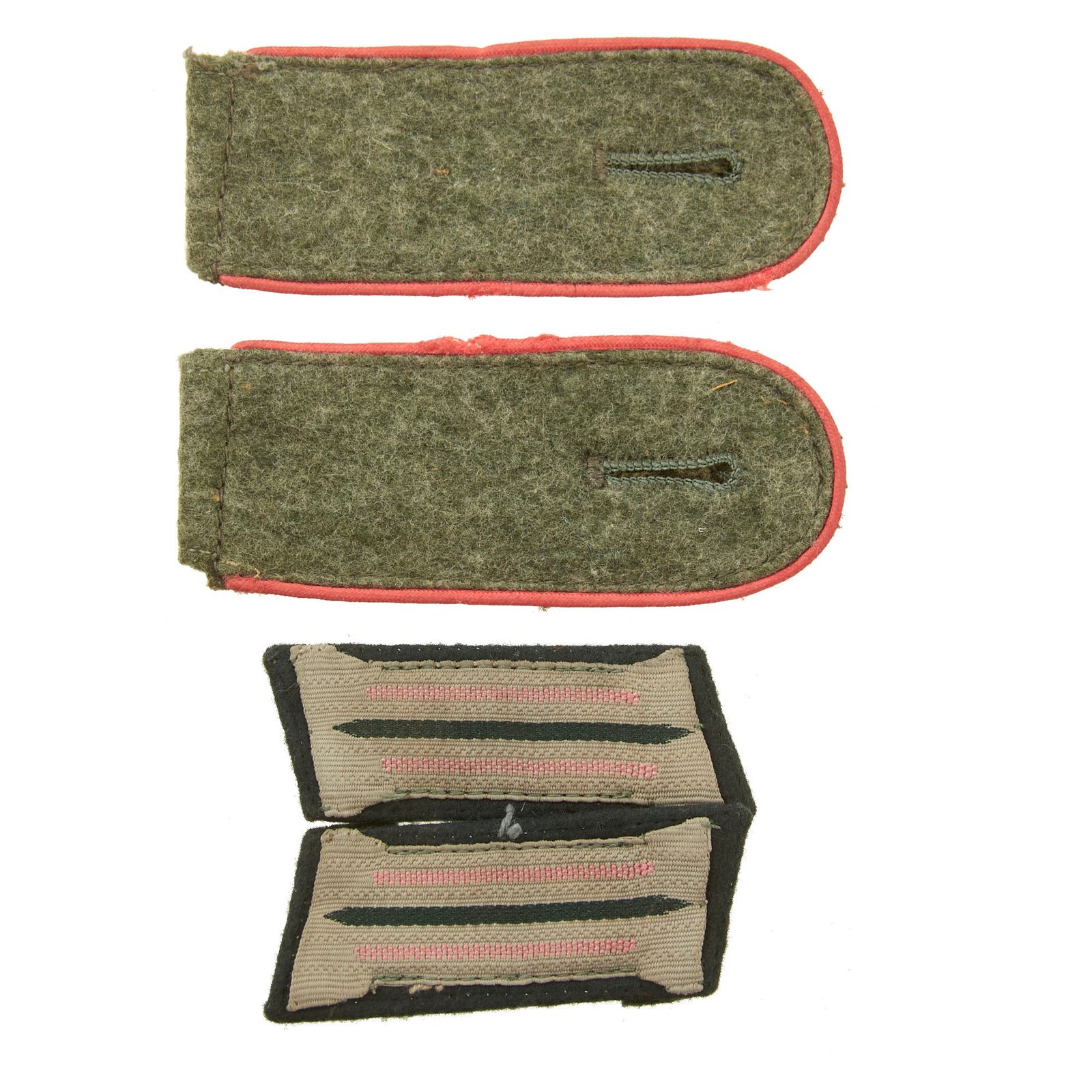 Original German WWII Heer Army Panzer Collar Tab & Insignia Set - Pair of EM/NCO Litzen and Shoulder Boards