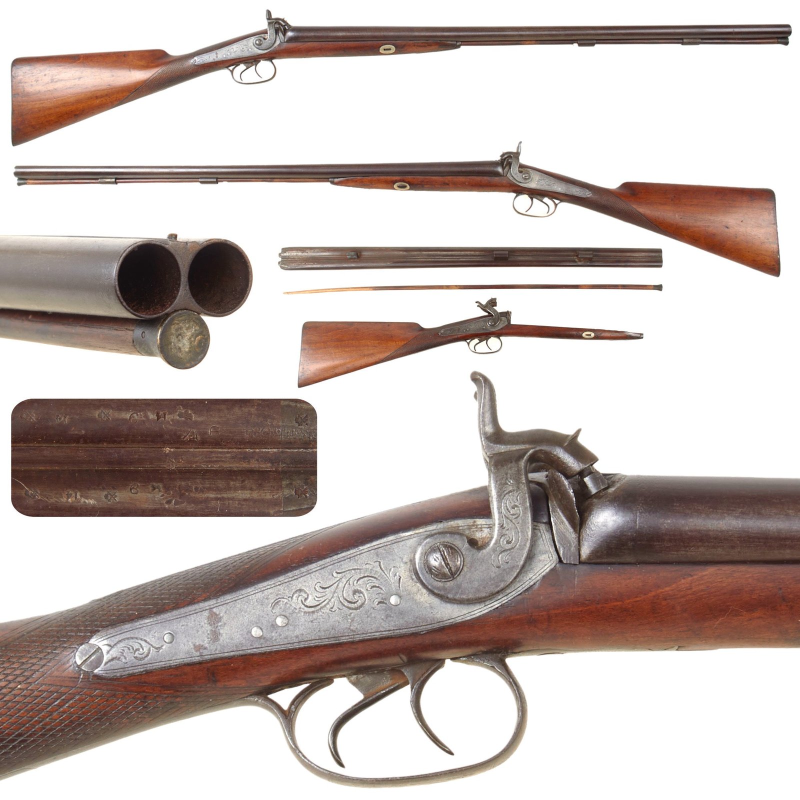 Original British 14 Bore Double Barrel Percussion Fowling Piece for U.S. Market - circa 1860