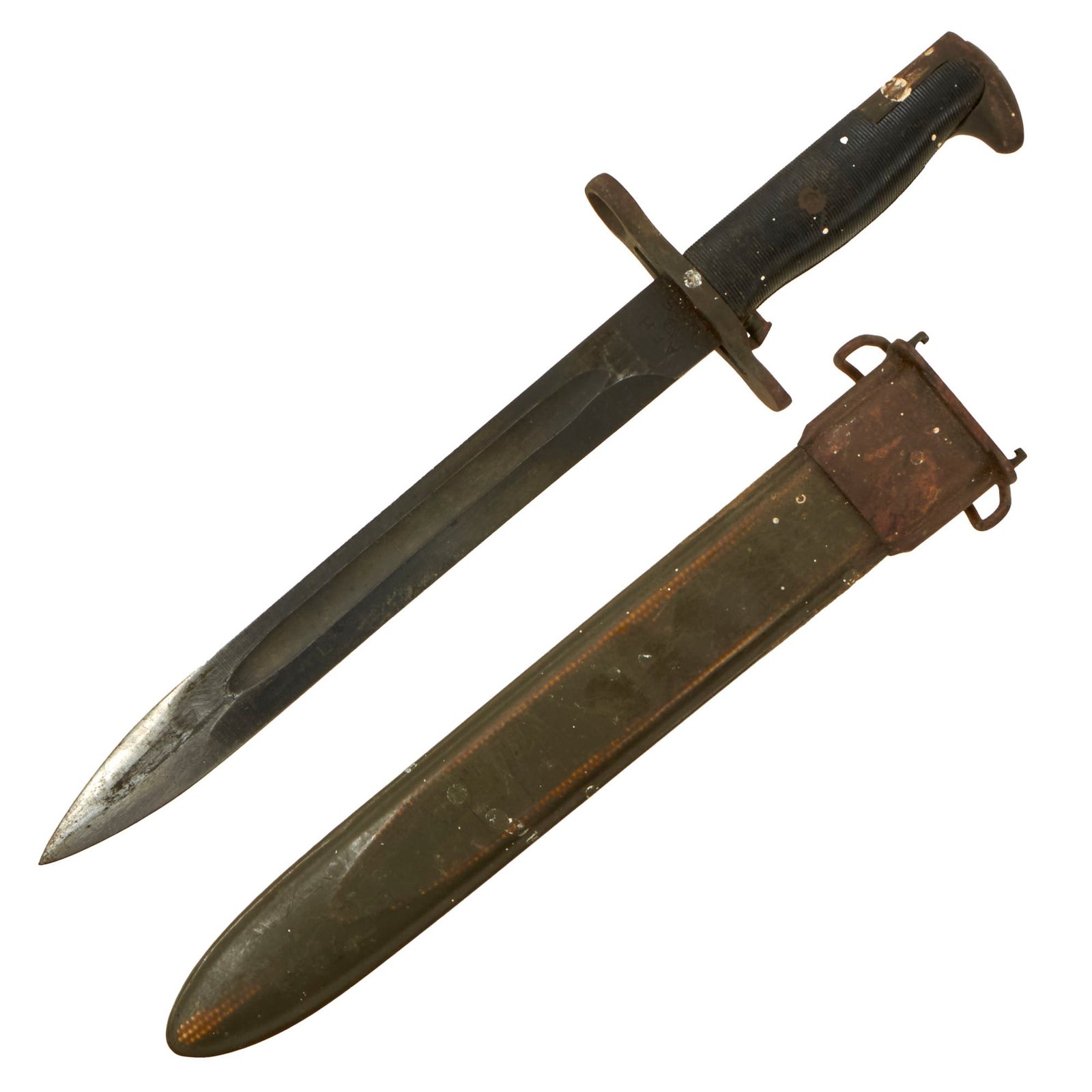 Buy Original U.S. WWII M1 Garand 10 inch Bayonet by American Fork & Hoe with M7 Scabbard - Service-Worn | Original Firearms Antique For Sale