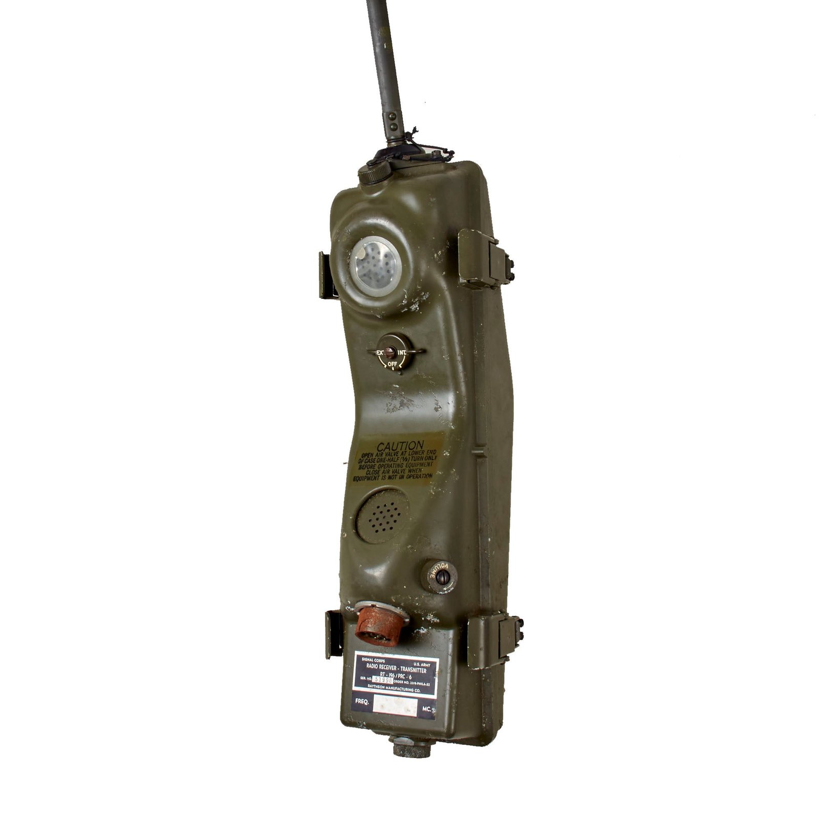 Buy Original U.S. Vietnam War Era RT-196/PRC-6 "Walkie Talkie" Radio Receiver Transmitter by Raytheon with Antenna | Original Firearms Antique For Sale