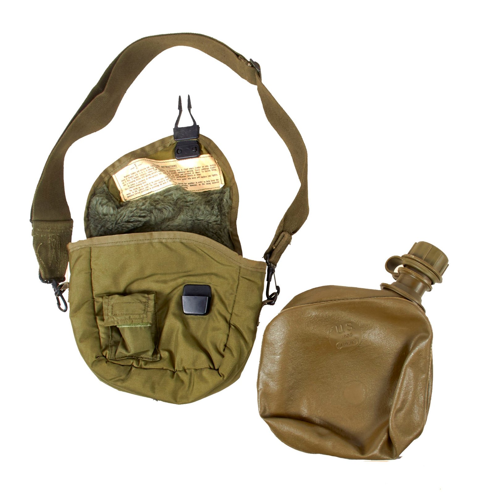 Buy Original U.S. Vietnam War 2 Quart Collapsible Canteen in Original Carry Bag - Dated 1968 - Excellent | Original Firearms Antique For Sale