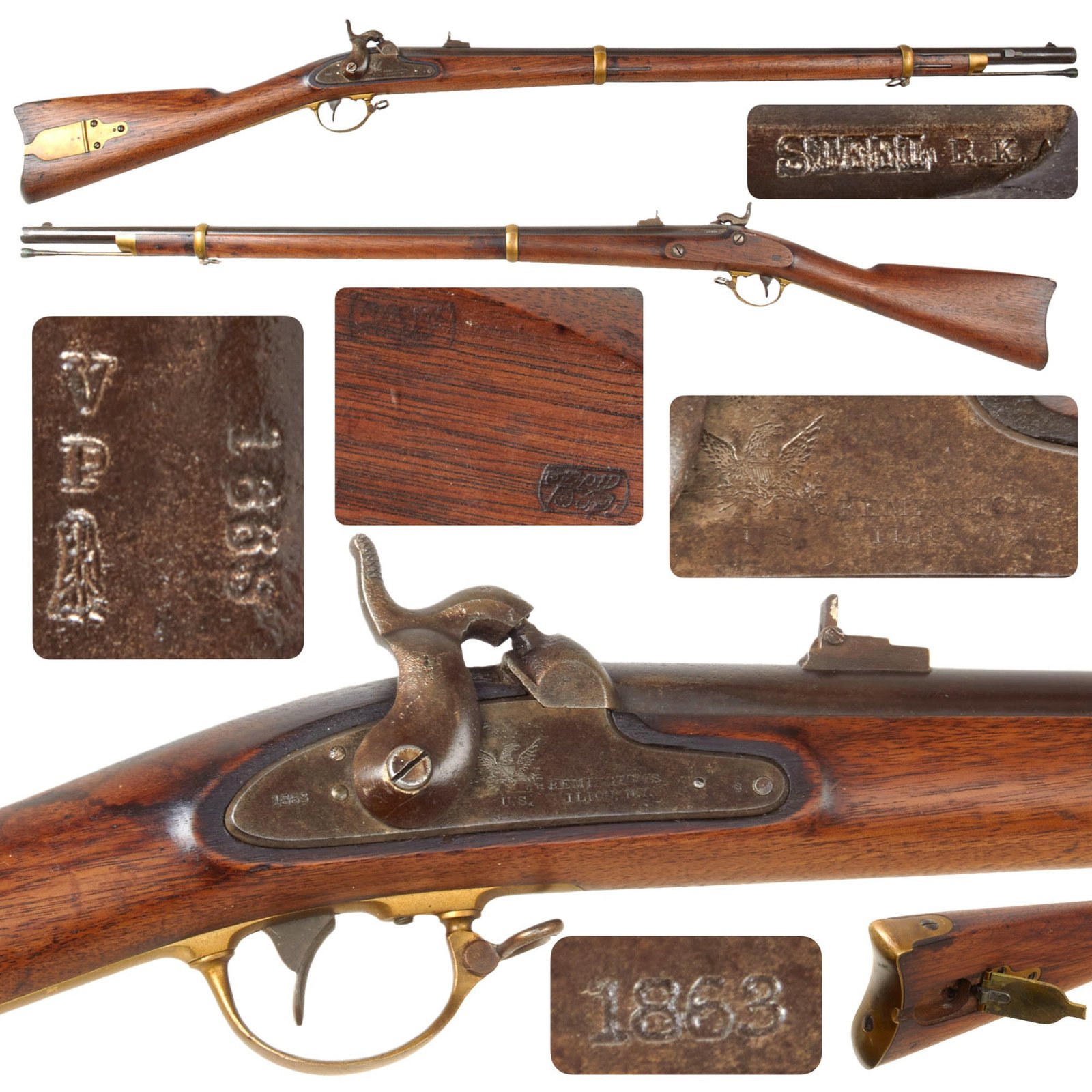 Original U.S. Civil War Rare Remington Contract Model 1863 “Zouave” Percussion Rifle with Very Good Bore - dated 1863