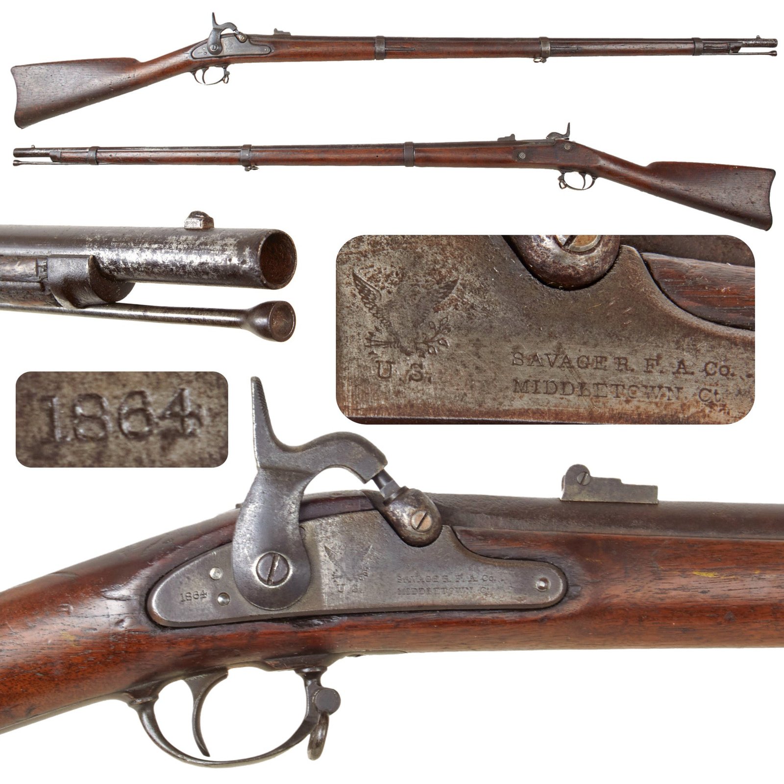 Original U.S. Civil War Springfield Model 1861 Contract Rifled Musket by Savage Revolving Fire Arms Co. - Dated 1864