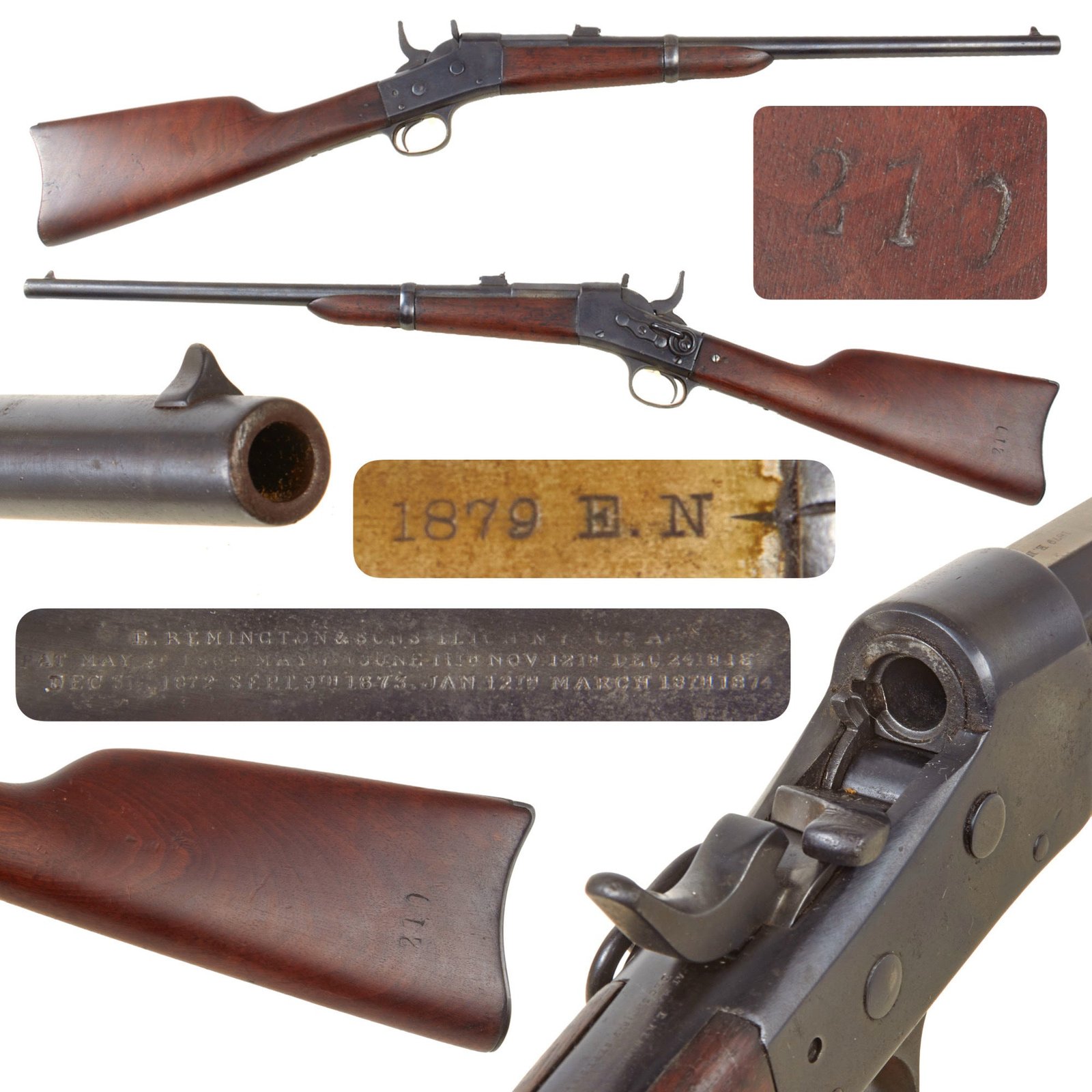 Original Argentine Remington Rolling Block Model 1879 E.N. Saddle Ring Carbine in .43 Spanish Caliber