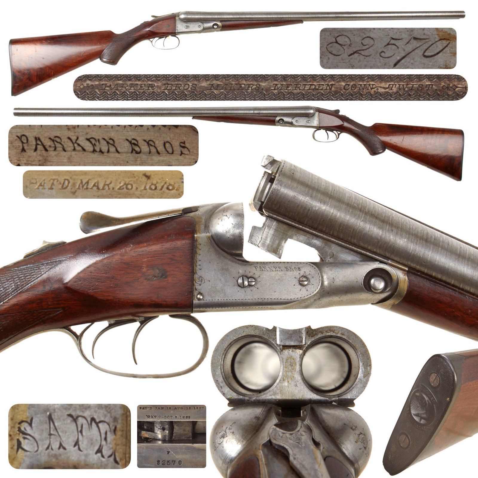 Original Antique U.S. Parker Brothers PH Grade 1 Hammerless 12 Gauge Double Barrel Shotgun Made in 1895 - Serial 82570