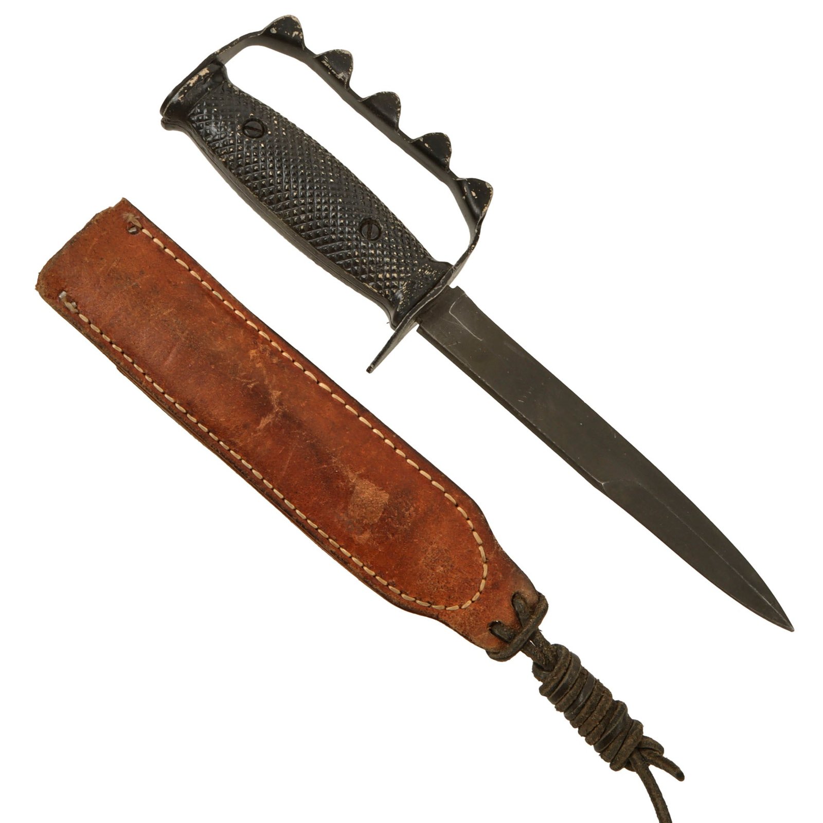 Original U.S. Vietnam War Custom Made Knuckle Knife with Gerber Mk. II Sheath - From Collection of American Edged Weapon Museum