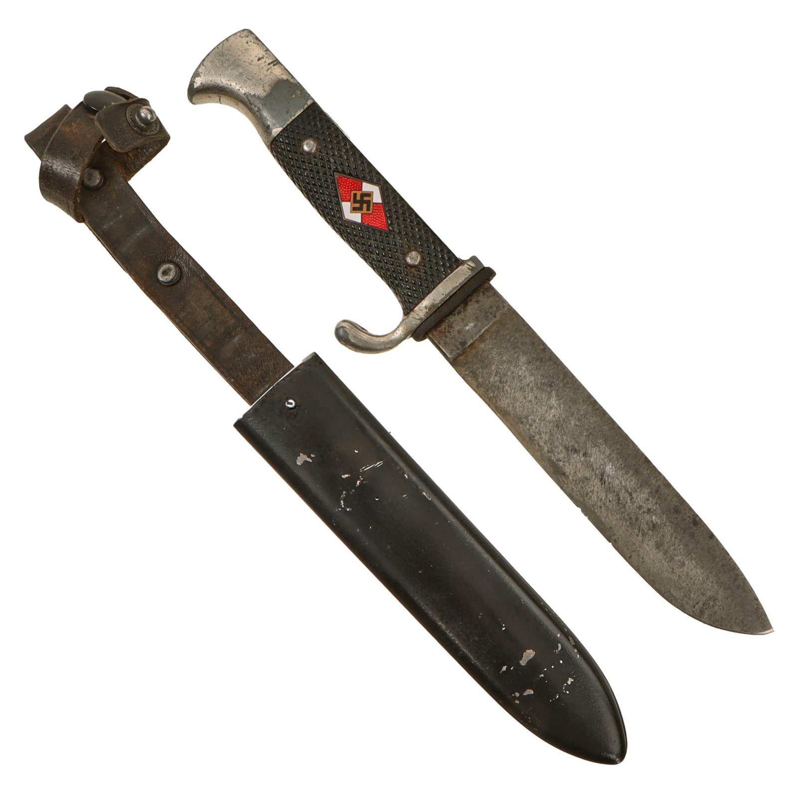 Original German WWII 1939 Dated Late Pattern HJ Knife by Rare Maker C. Gustav Spitzer AG with Scabbard - RZM M7/80