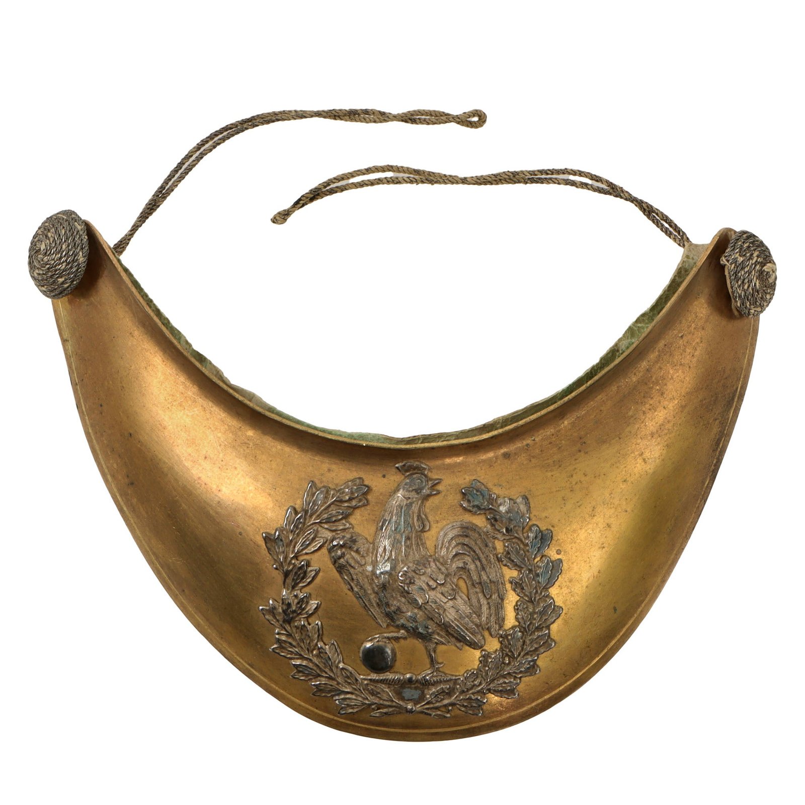 Original French 2nd Empire Model 1872 National Guard of Paris Gorget with Leather Backing and Spiral Buttons