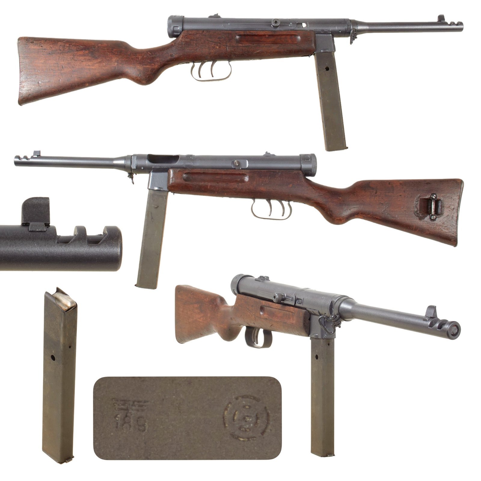 Original WWII Italian Beretta MP38/44 Smooth Barrel SMG with Display Magazine - German MP 738(i)