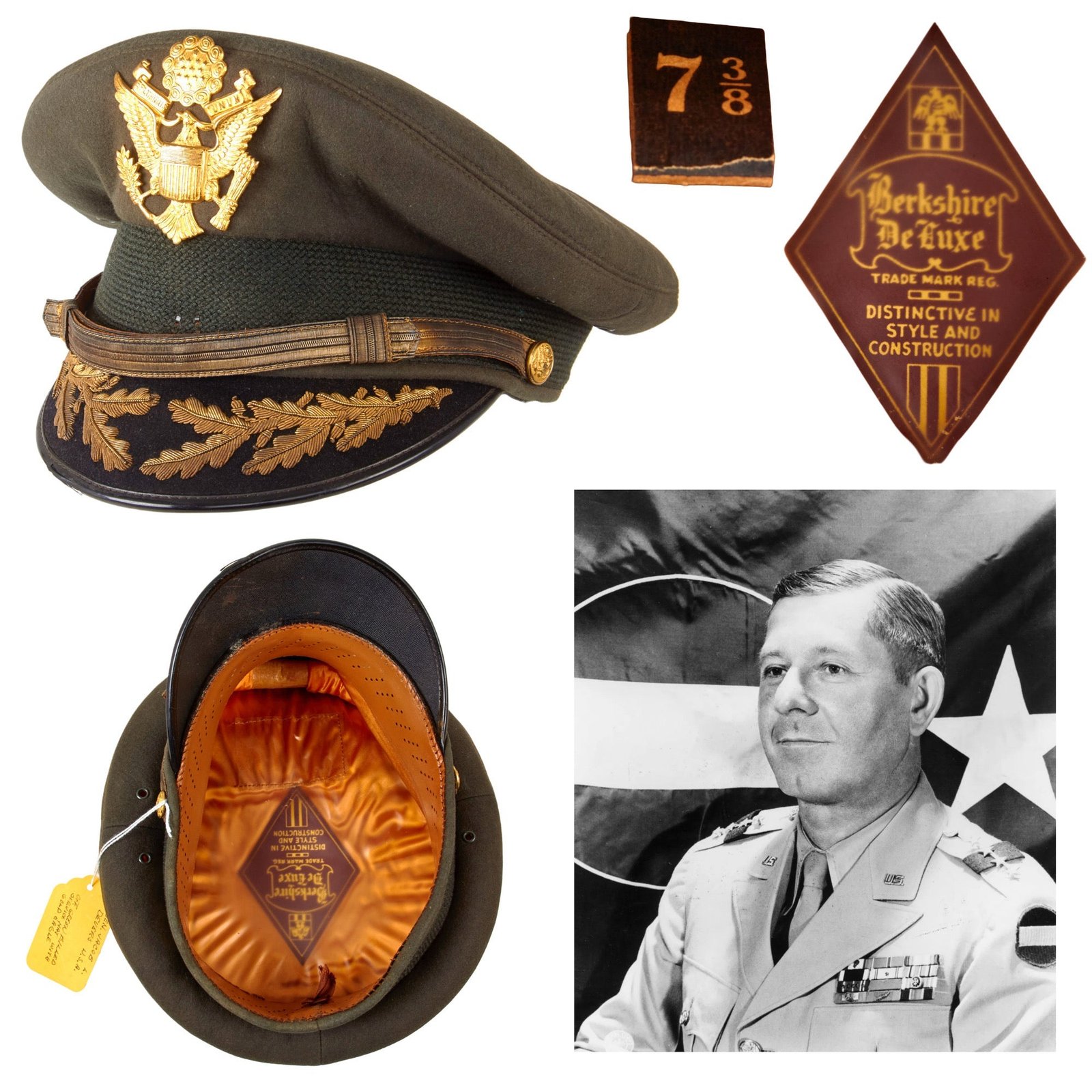 Original U.S. Korean War Era General Officer Visor Cap Attributed to General Jacob L. Devers - Commanded 6th Army Group in European Theater During WWII - Size 7 ⅜