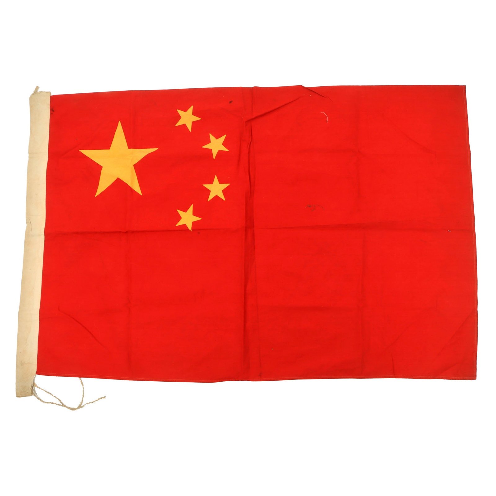 Original Chinese Cold War Era National Five-Star Red Flag - 24 ½ x 37 ½”