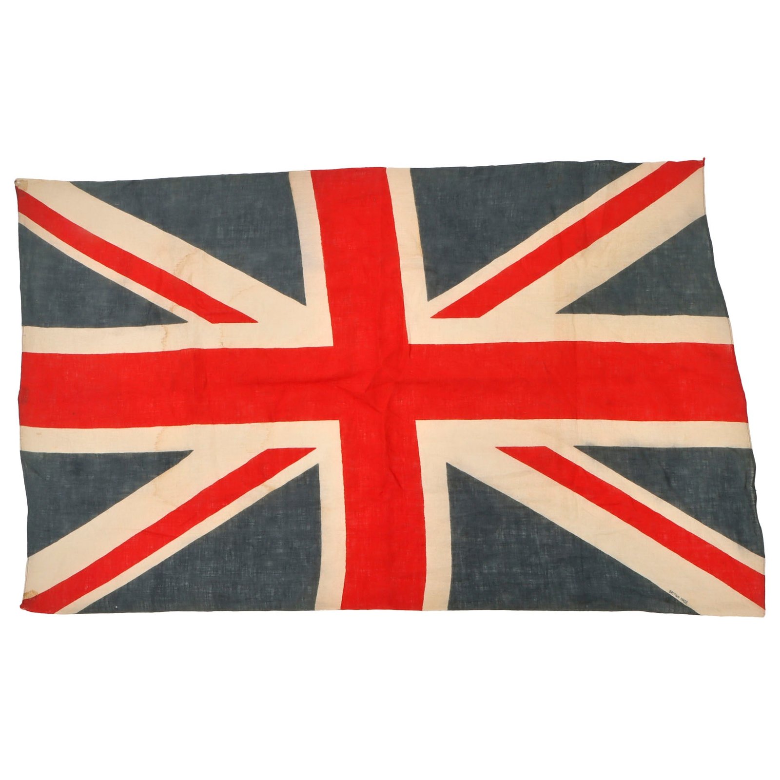 Original British WWII Era Union Jack Printed “British Made” Wool Flag - 26 x 40½”