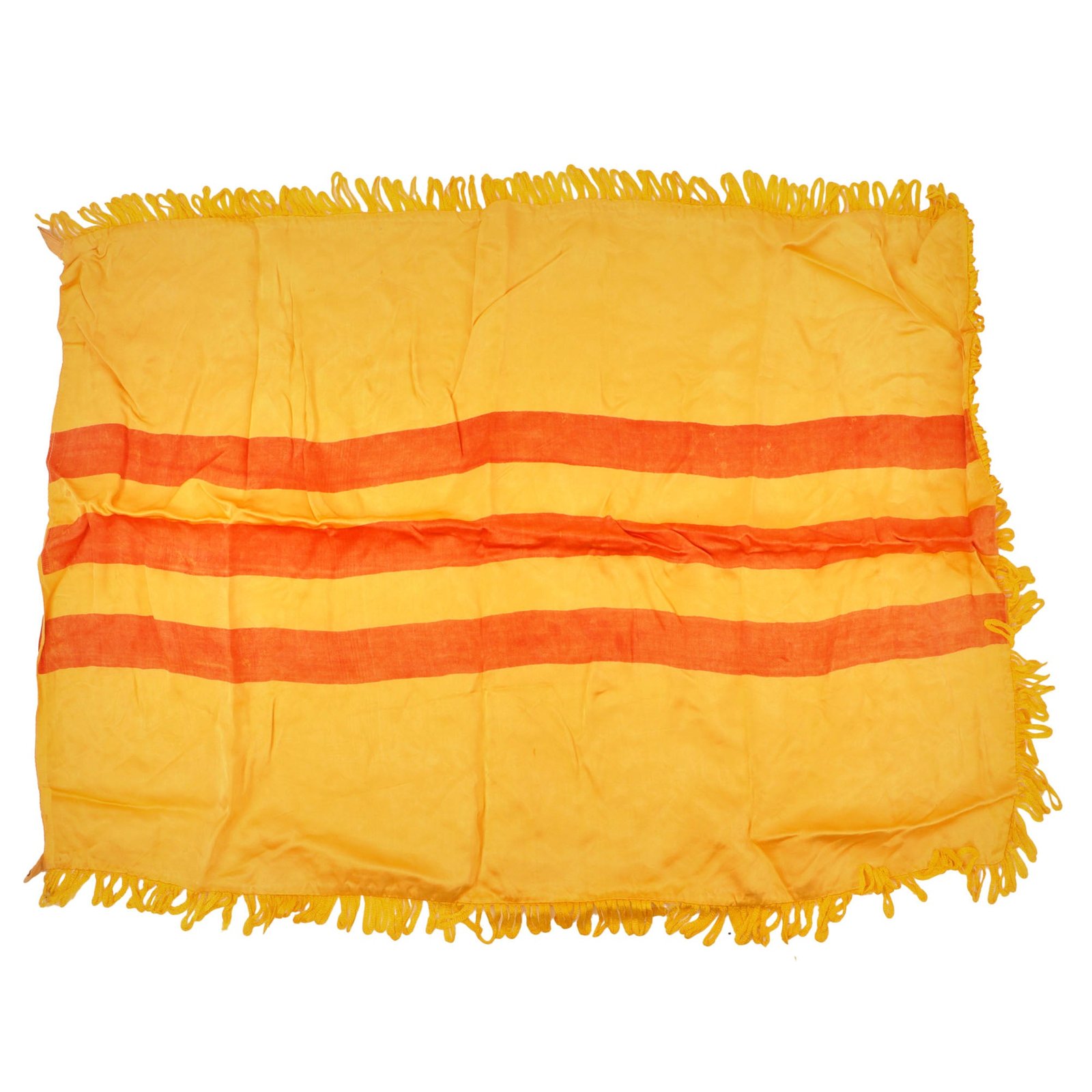 Original Vietnam War Pre 1975 Silk Flag of South Vietnam with Fringe - 20 x 26”