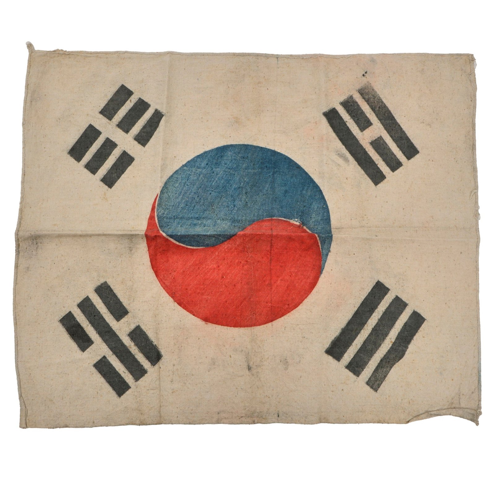 Original U.S. Korean War Era Printed South Korean Flag - 17 x 20”