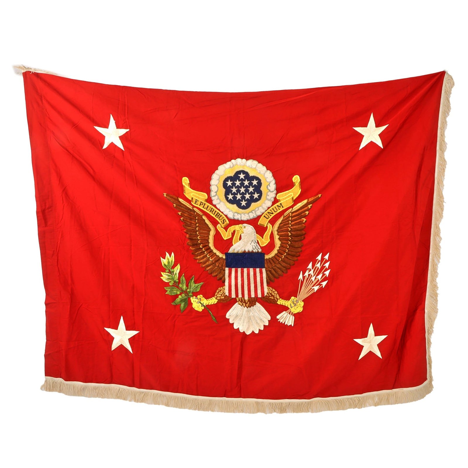 Original U.S. Post-Vietnam War 1976-Dated Embroidered Secretary of the Army Flag with Fringe - 52 x 66”