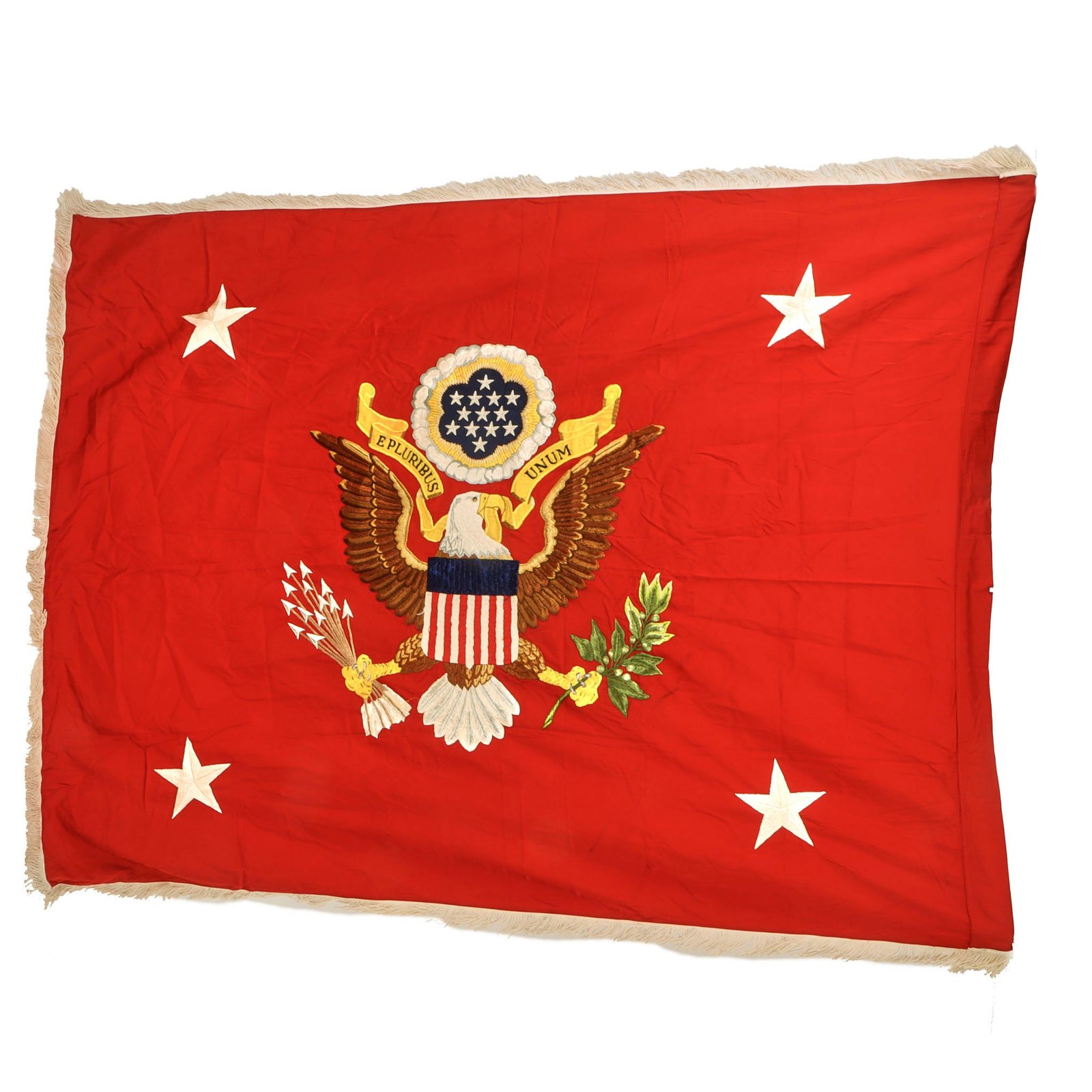 Original U.S. Post-Vietnam War 1976-Dated Embroidered Secretary of the Army Flag with Fringe - 52 x 66”
