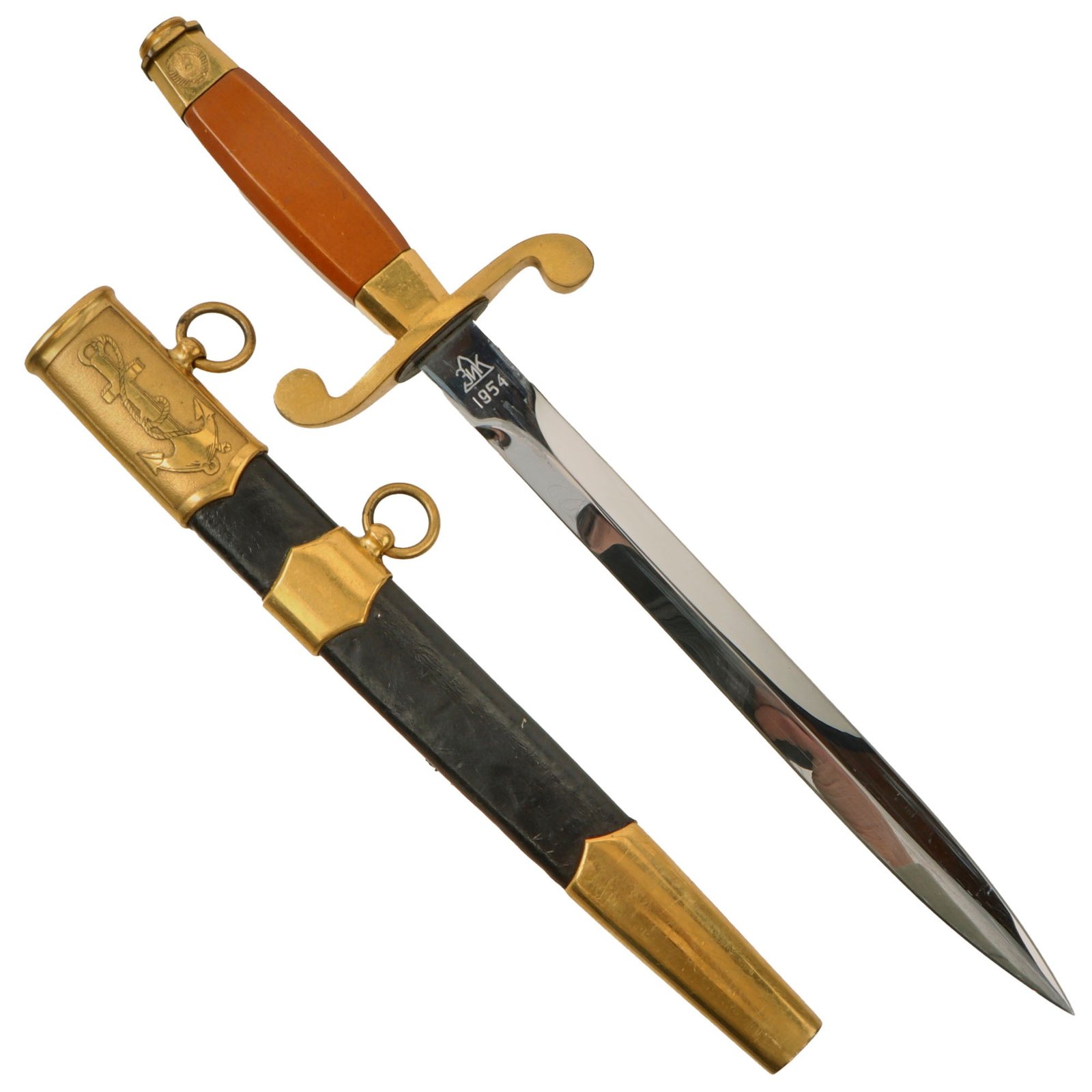 Original Soviet Cold War Naval Dagger with Scabbard - Dated 1954 - Serial N28216