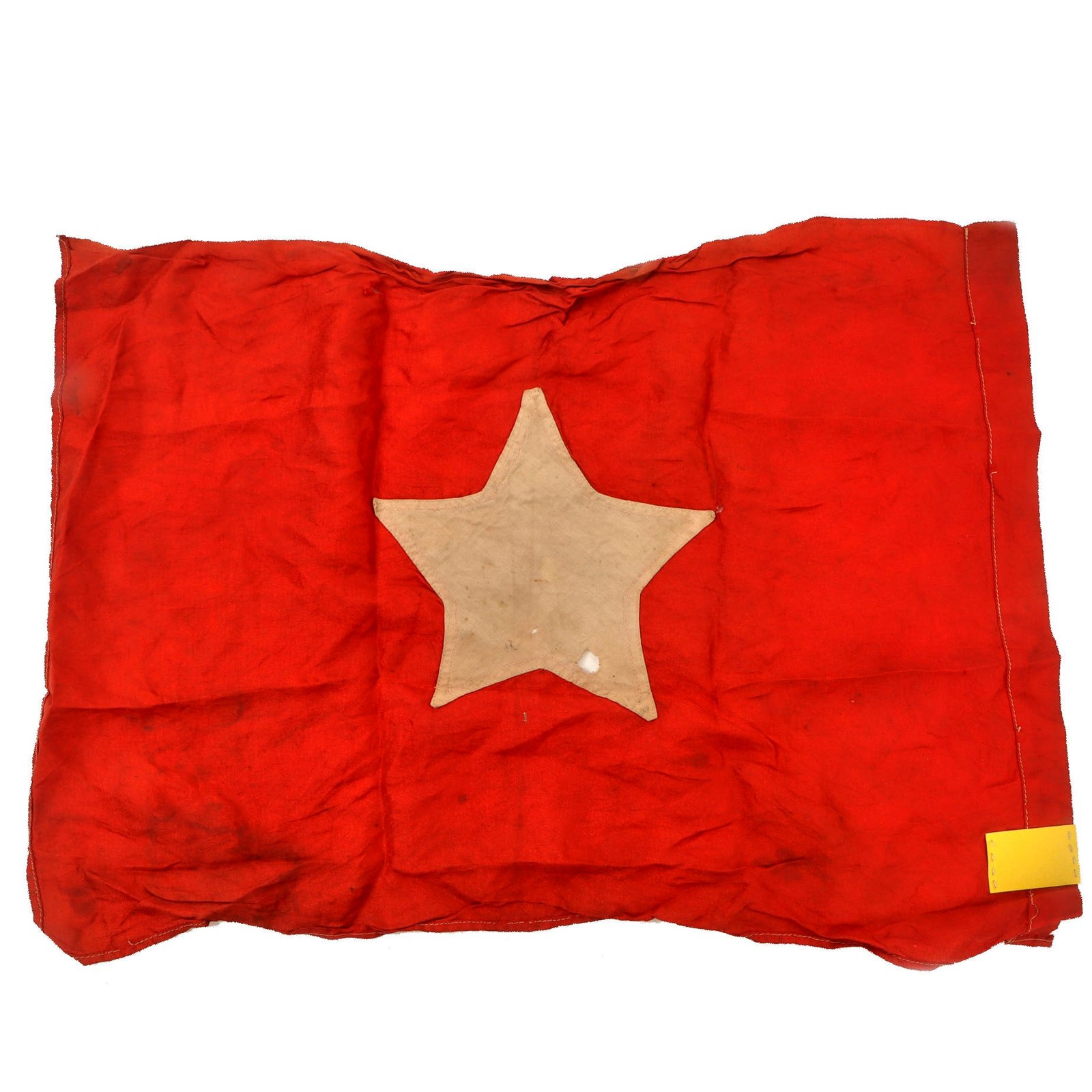 Original U.S. Vietnam War Bringback North Vietnamese People’s Army Flag with Hand-Cut Star - 16 x 21”