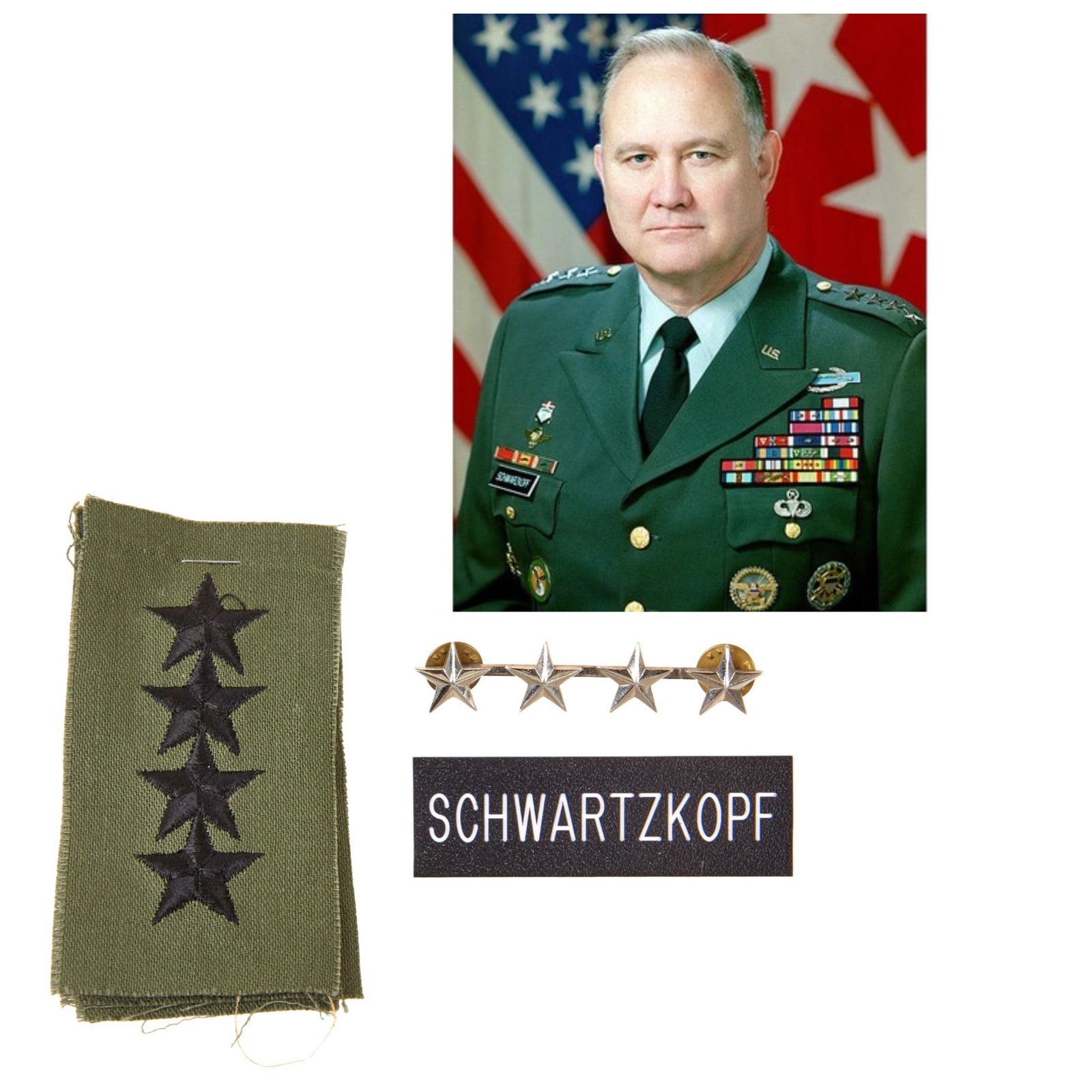 Original U.S. Desert Storm Era “Stormin’ Norman” General Norman Schwartzkopf General’s Insignia & Nameplate