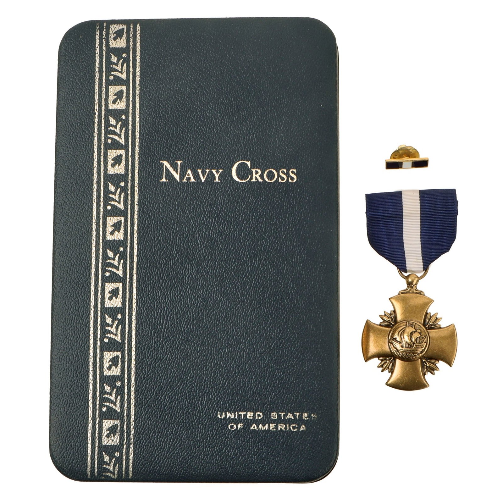 Original U.S. Vietnam War Era US Navy Cross Cased Set As Awarded To The Navy and US Marine Corps with Ribbon & Lapel Pin