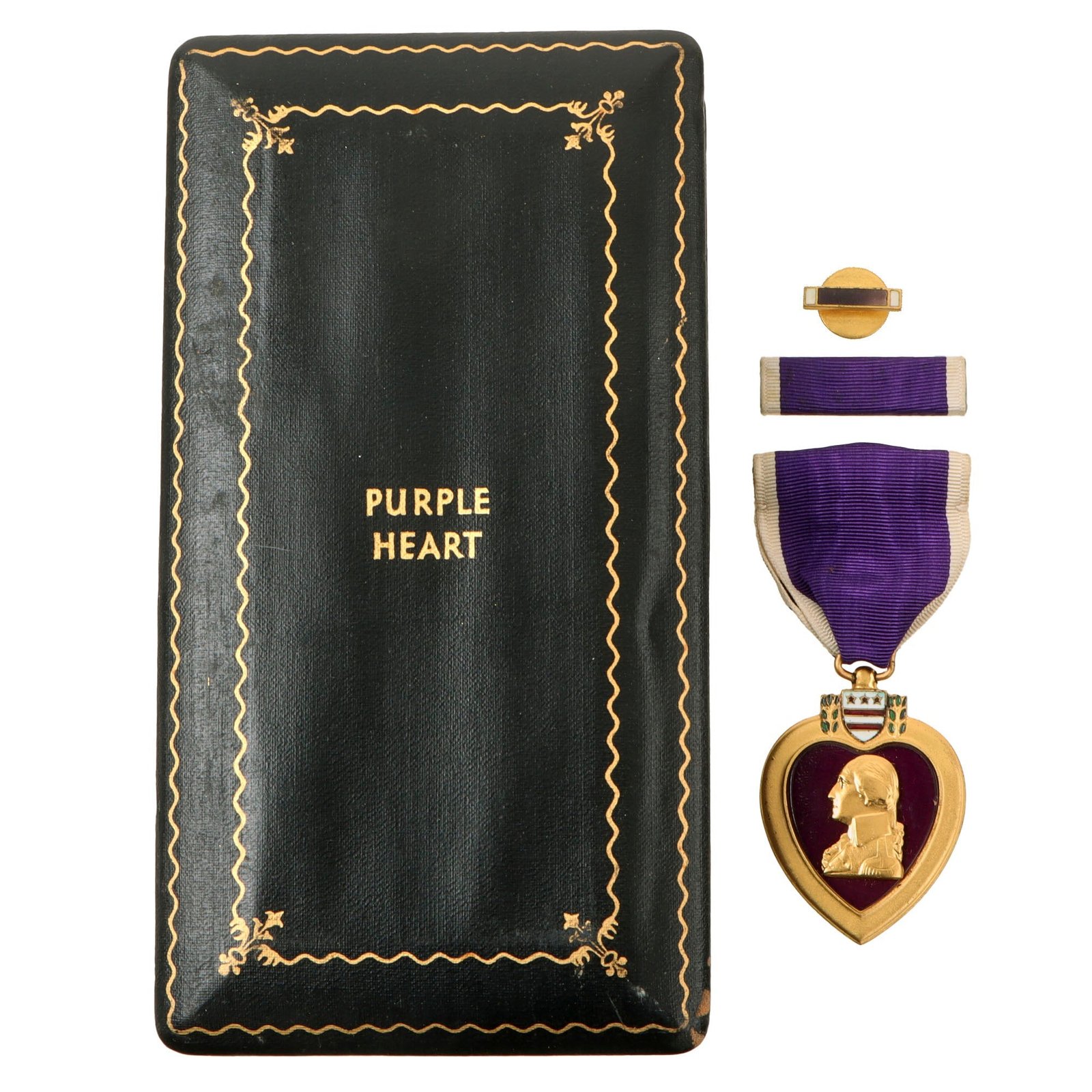 Original U.S. WWII Numbered Purple Heart Medal in Original Presentation Case with Ribbon & Lapel Pin - #195658