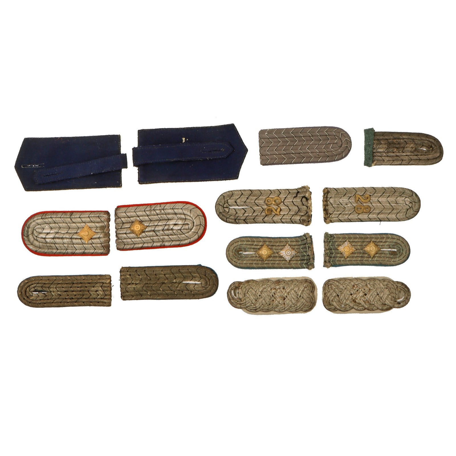Original Imperial German WWI Regimental Shoulder Board Collection with Six Matched Sets & Two Loose Boards - 14 Total