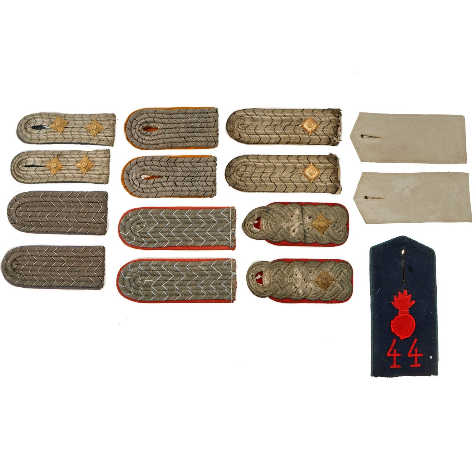 Original Imperial German WWI Regimental Shoulder Board Collection with Seven Matched Sets & One Loose Board - 15 Total