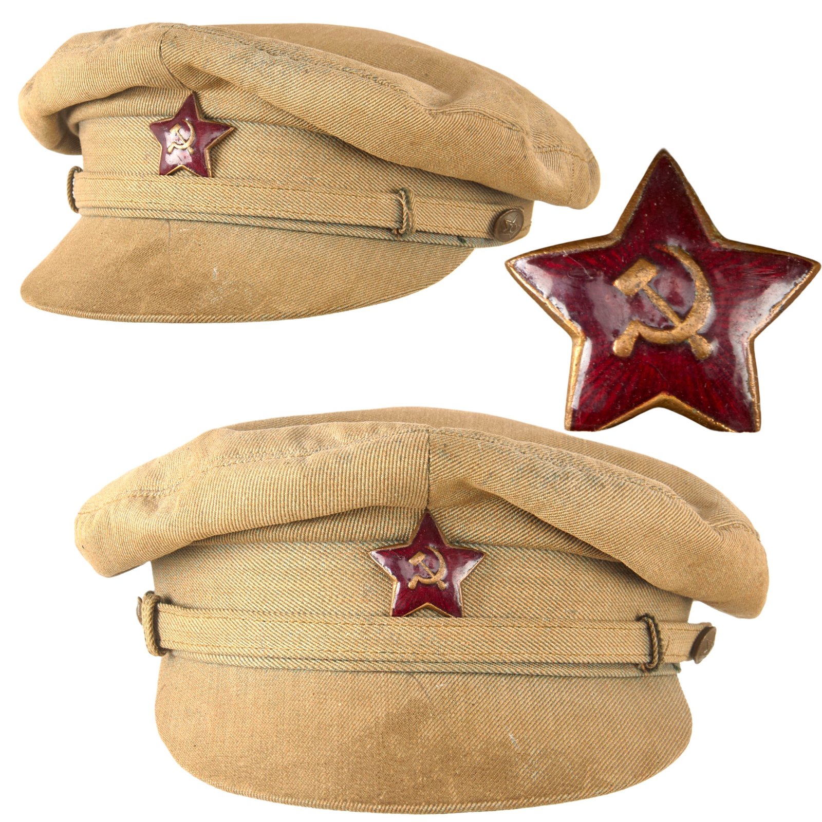 Original Soviet WWII Red Army M1924 Peaked Visor With Enamel Cap Device
