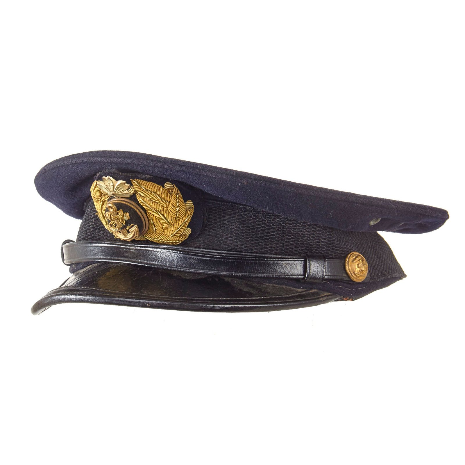 Original WWII Imperial Japanese Navy IJN Officer Visor Cap with Name Tag