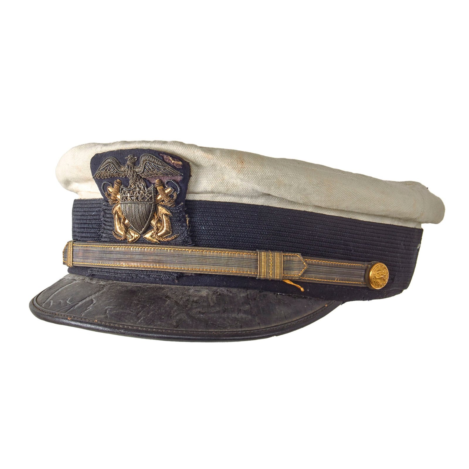 Original U.S. Navy WWI Era M1902 White Topped Officer’s Visor Cap by Jacob Reed’s Sons of Philadelphia