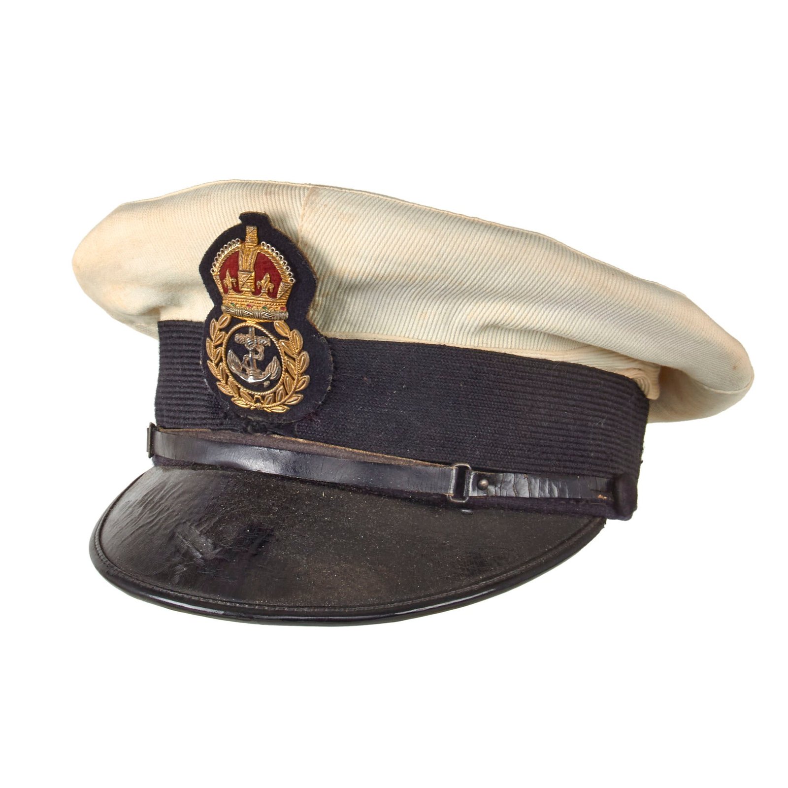 Original British WWII Navy Petty Officer’s Summerweight White Topped Visor Cap