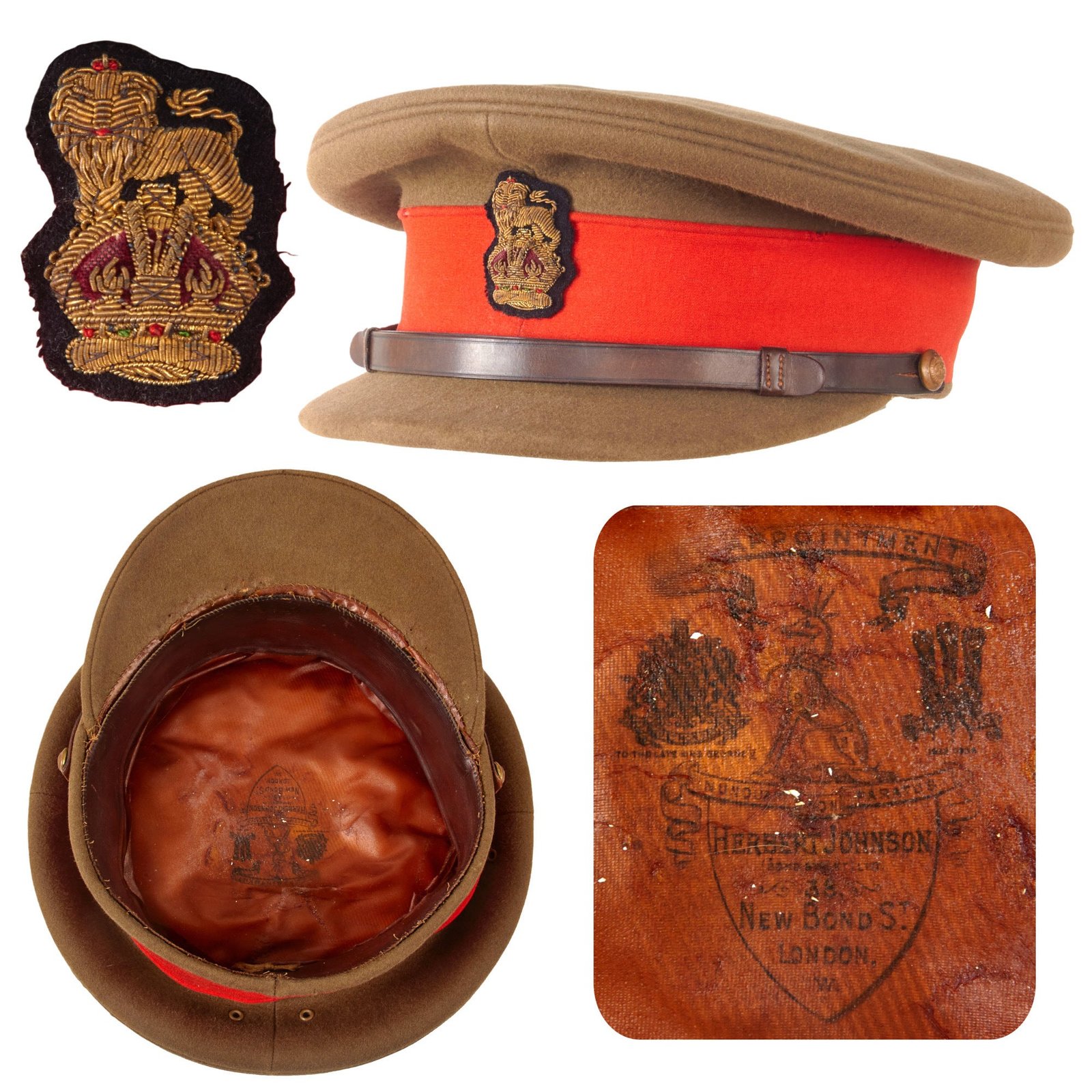Original British WWII Era Army Colonel Peaked Field Visor Cap by Herbert Johnson of London