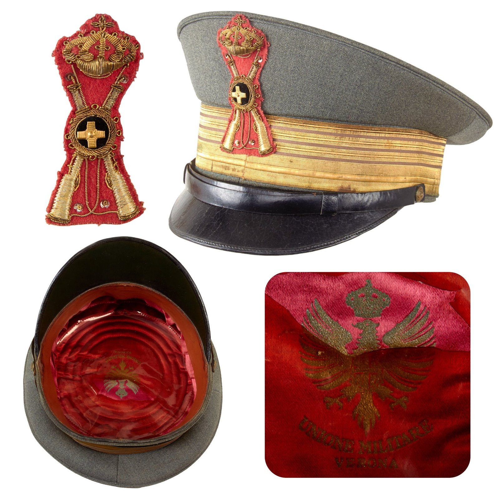 Original WWII Italian Royal Infantry Colonel Officer's Dress Peaked Visor Cap by Unione Militare of Verona