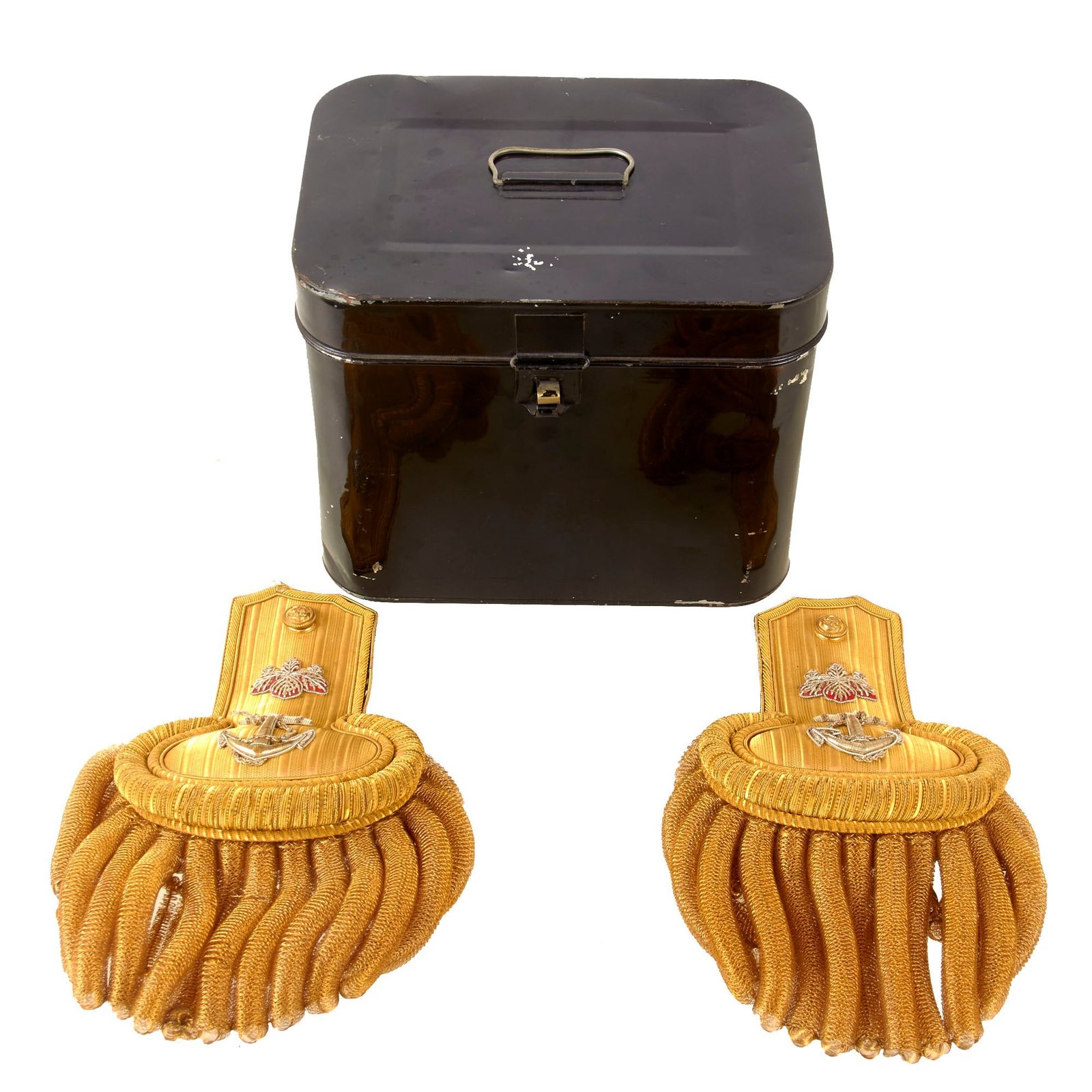 Original Imperial Japanese WWII Navy Officer’s Dress Epaulettes Shoulder Boards in Original Transit Case