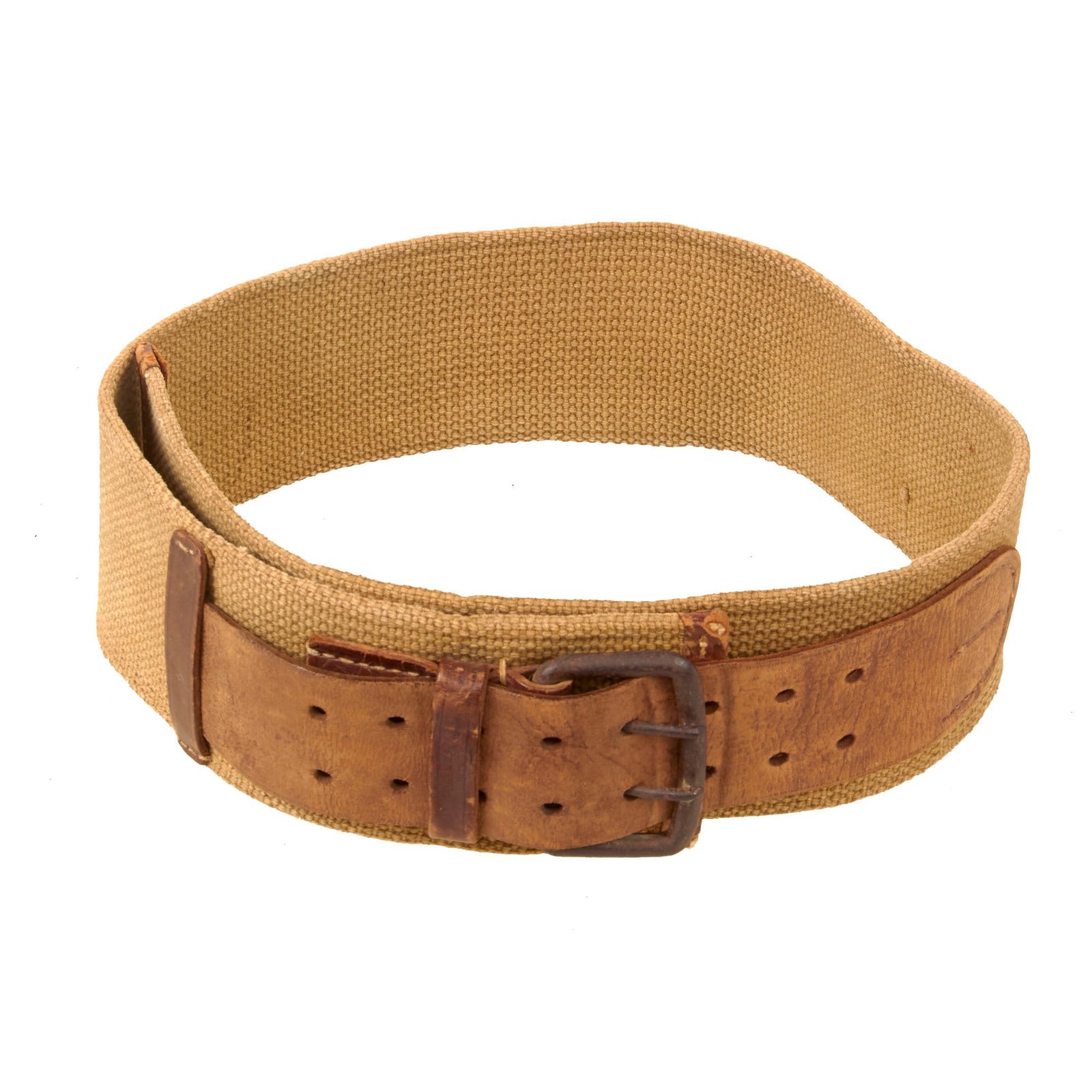 Original Japanese WWII Army Officer’s Web Belt with Leather Strap and Buckle - Rare