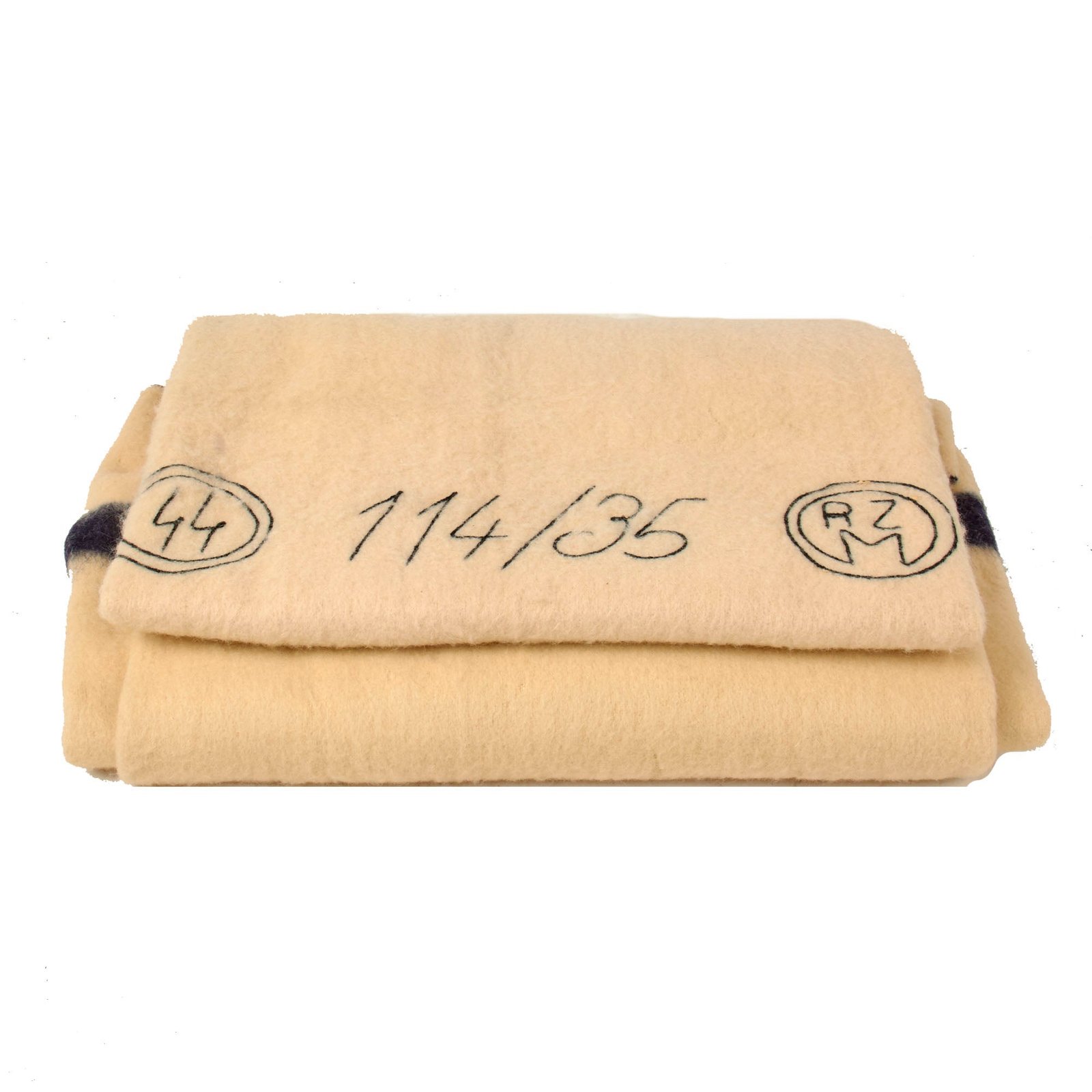 Original German Pre WWII Waffen SS Marked 55" × 94" Wool Blanket with BeVo RZM Tag - SS 114/35 RZM