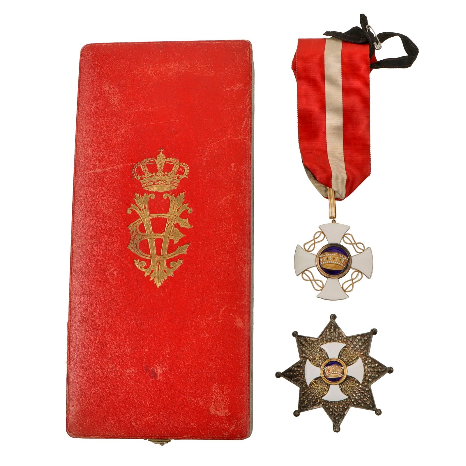 Original Italian WWI Era Grand Officer of the Order of the Crown of Italy Medal Set in Incorrect Period Case