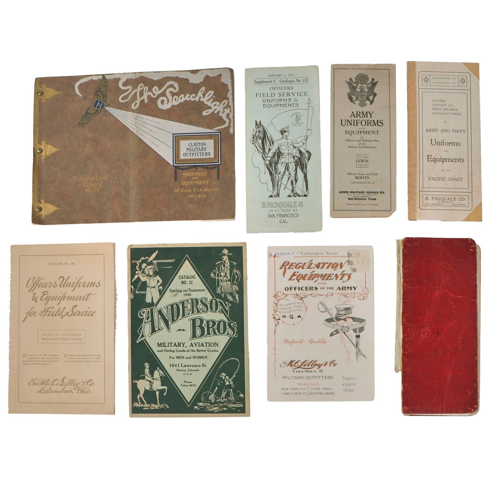 Original U.S. WWI to 1920s Era Military Uniform & Equipment Retailer Catalog Lot - Lot of 8