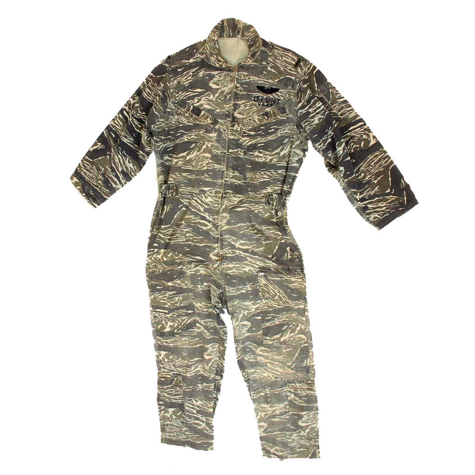 Original Rare Vietnam War Pilot’s Japanese-Made Tigerstripe Flight Suit with Embroidered Pilot’s Wings & Lieutenant Bars - Lt. Funt U.S.A.F.