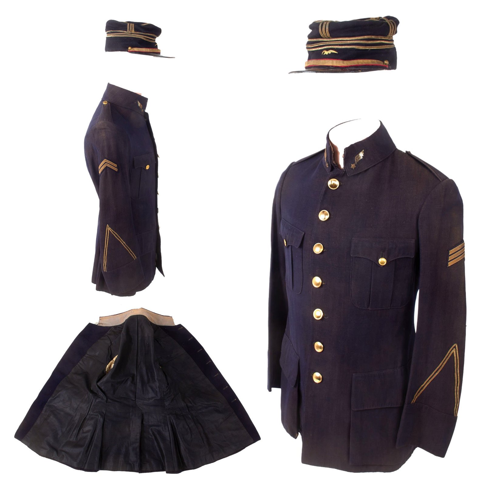 Original French WWI Early War Pilot’s Air Service Officer Uniform Tunic with Kepi