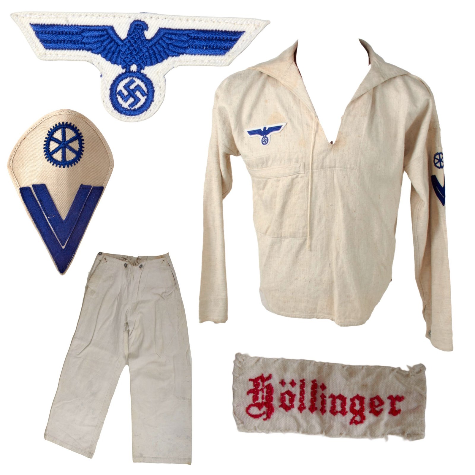 Original German WWII Kriegsmarine Navy Named Maschinenobergefreiter Enlisted HBT Summer White Uniform Jumper & Trousers