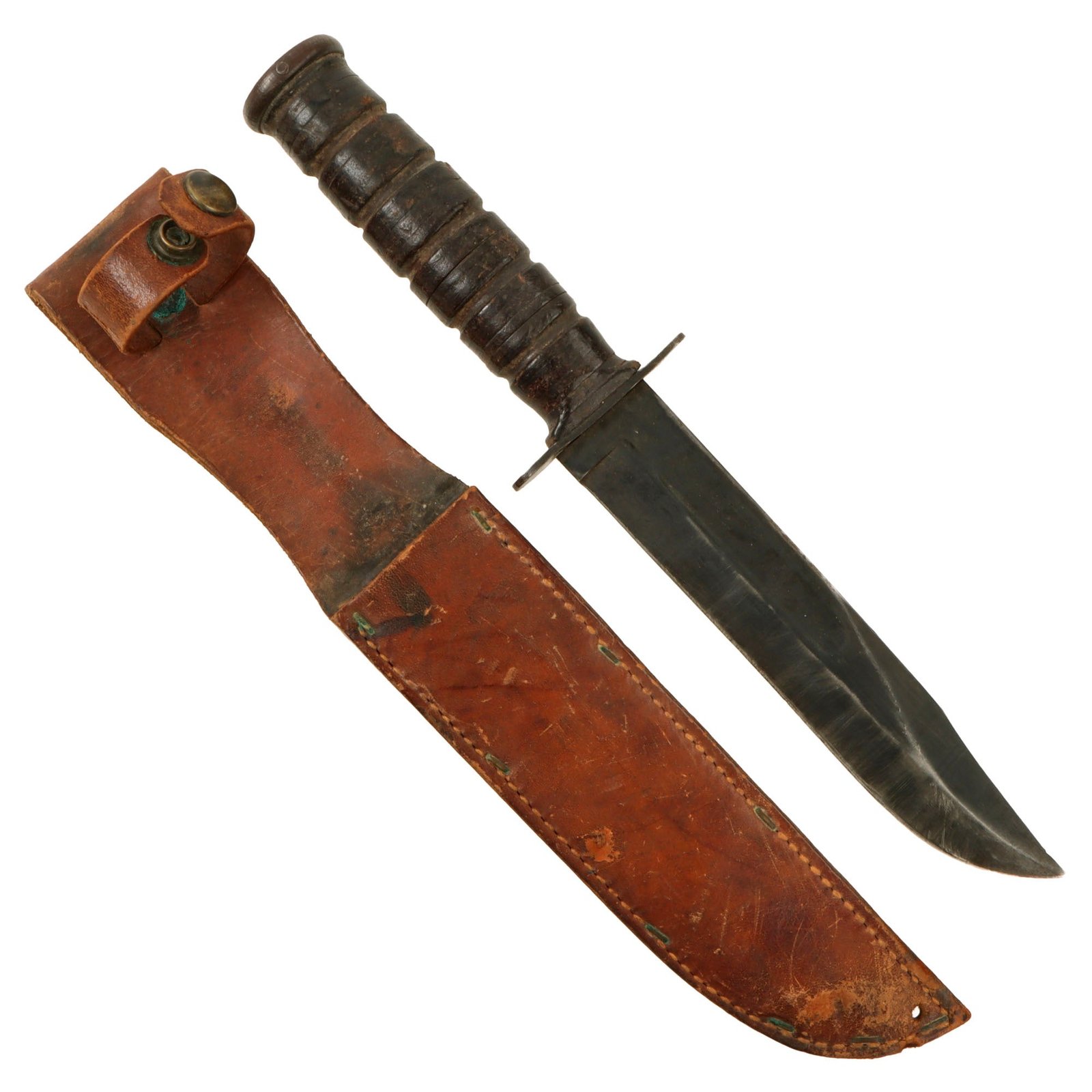 Original U.S. WWII USMC Mark 2 KA-BAR Fighting Knife by CAMILLUS in Leather Sheath