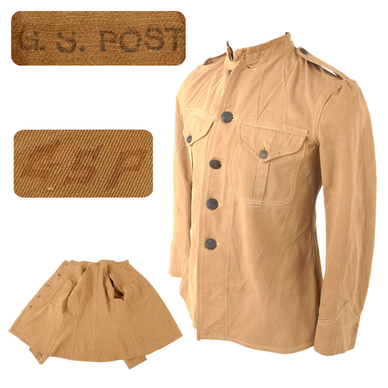 Original U.S. WWI U.S.M.C. Named P1912 Marine Corps Khaki Summer Uniform Tunic - George S. Post