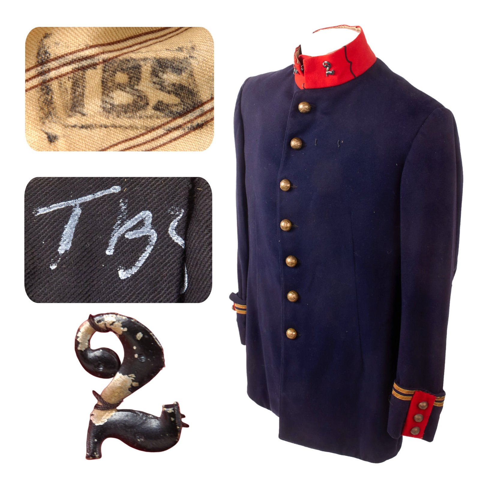 Original French Pre-WWI Army Officer’s 2e Régiment d'Artillerie 2nd Field Artillery Regiment Lieutenant’s Uniform Tunic with Great Markings