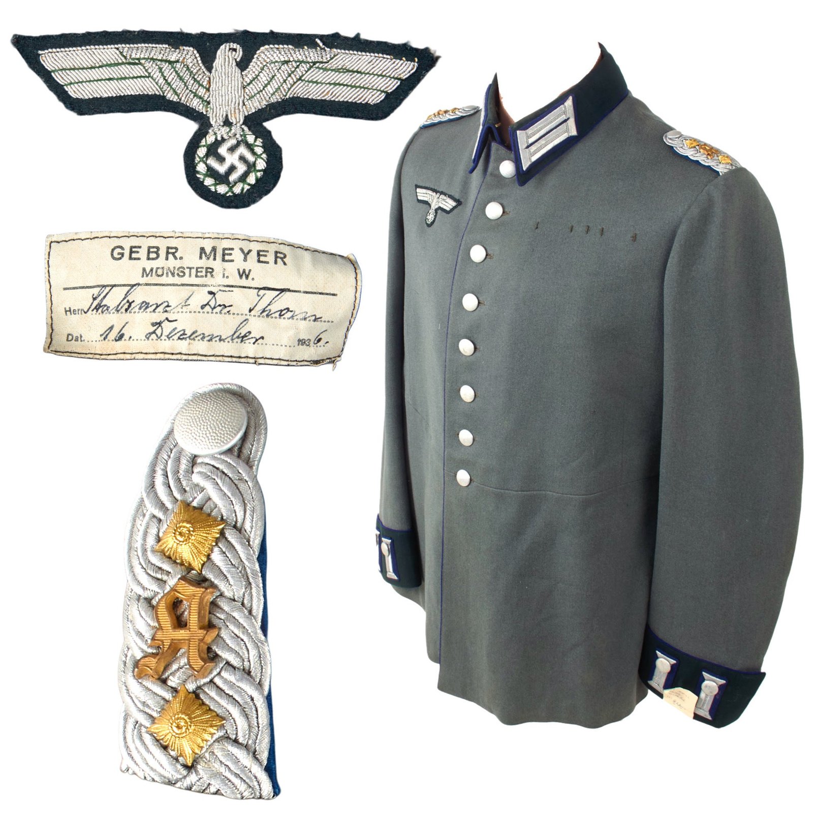Original German WWII Named Heer Army Medical Academy Oberstarzt Officer M35 Waffenrock Dress Tunic - dated 1936