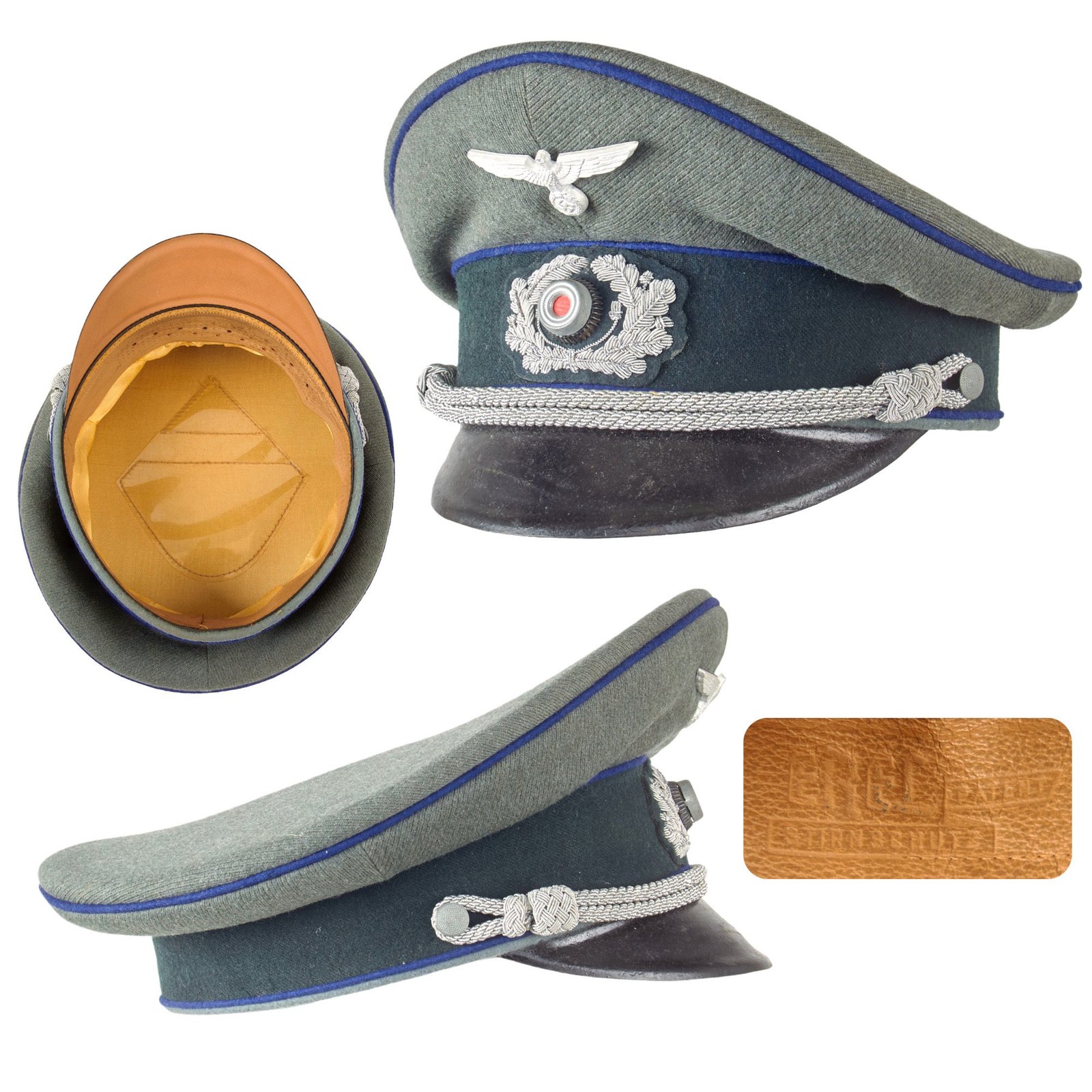 Original German WWII Heer Army Medical Officer Schirmmütze Visor Crush Cap by EREL Extra - Double Marked