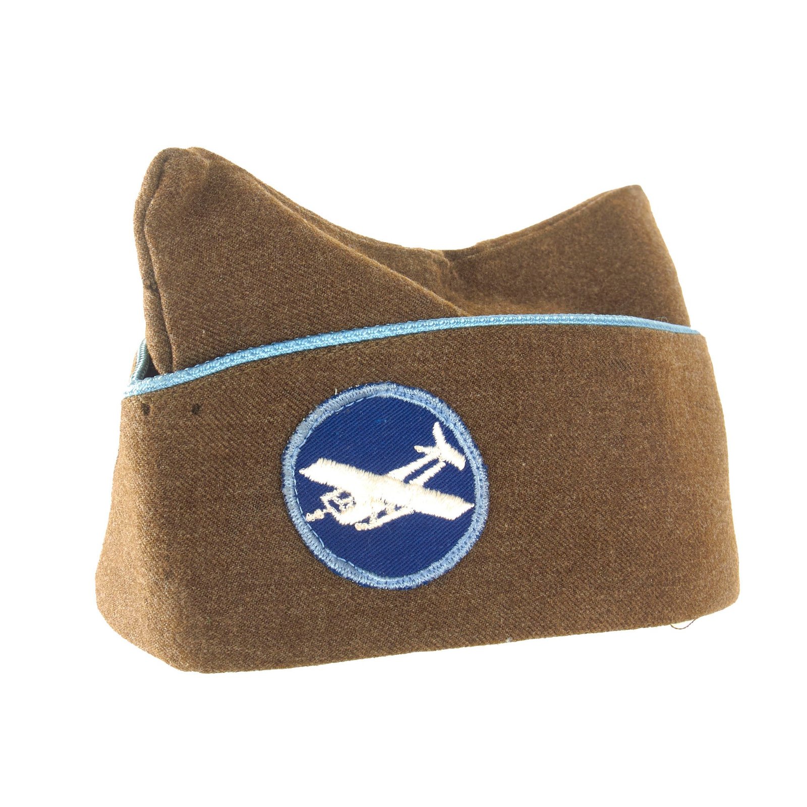 Original U.S. WWII Airborne Enlisted Garrison Cap with Infantry Piping & Glider Patch - Size 7